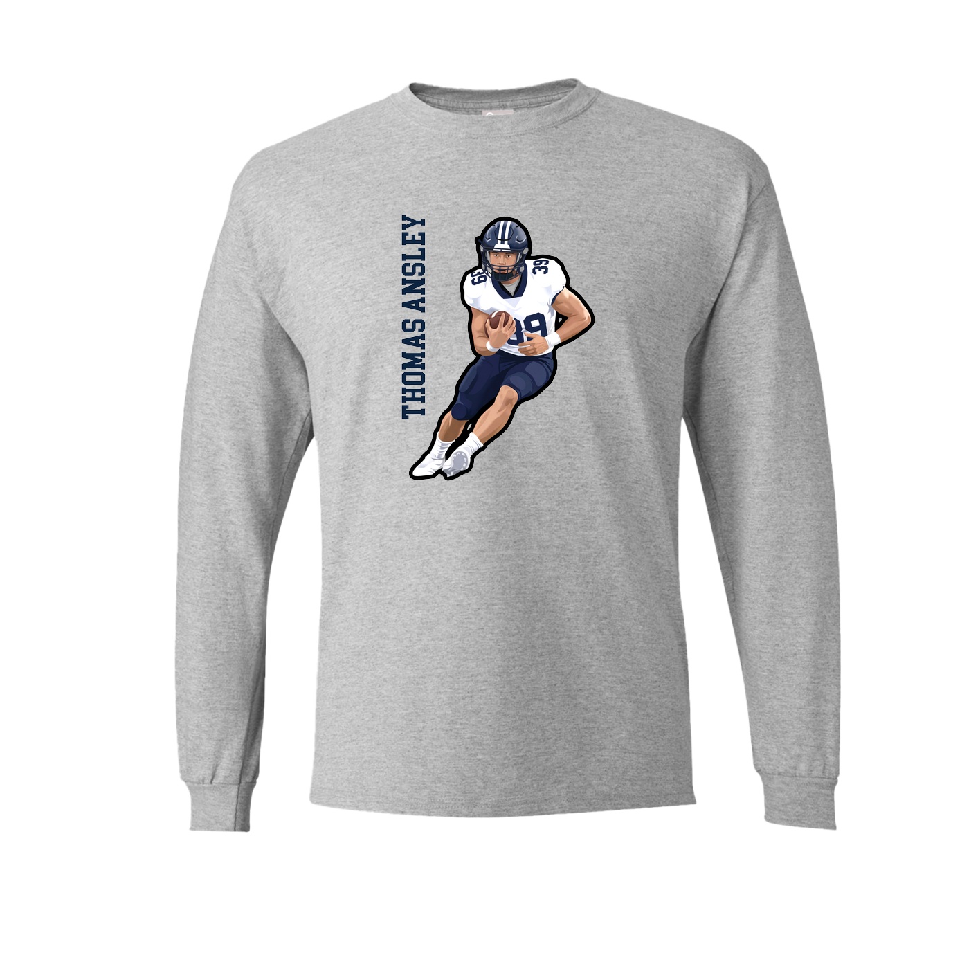 Long Sleeve Tee — Name Vertical in Grey