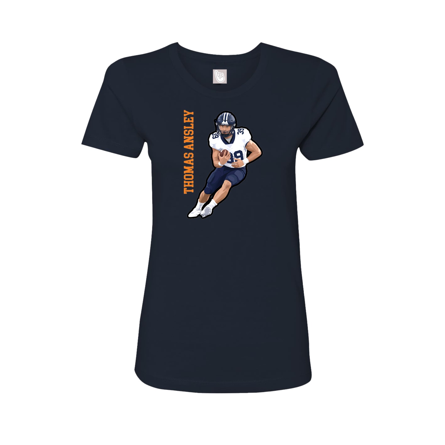 Fitted Women's Tee — Name Vertical in Navy