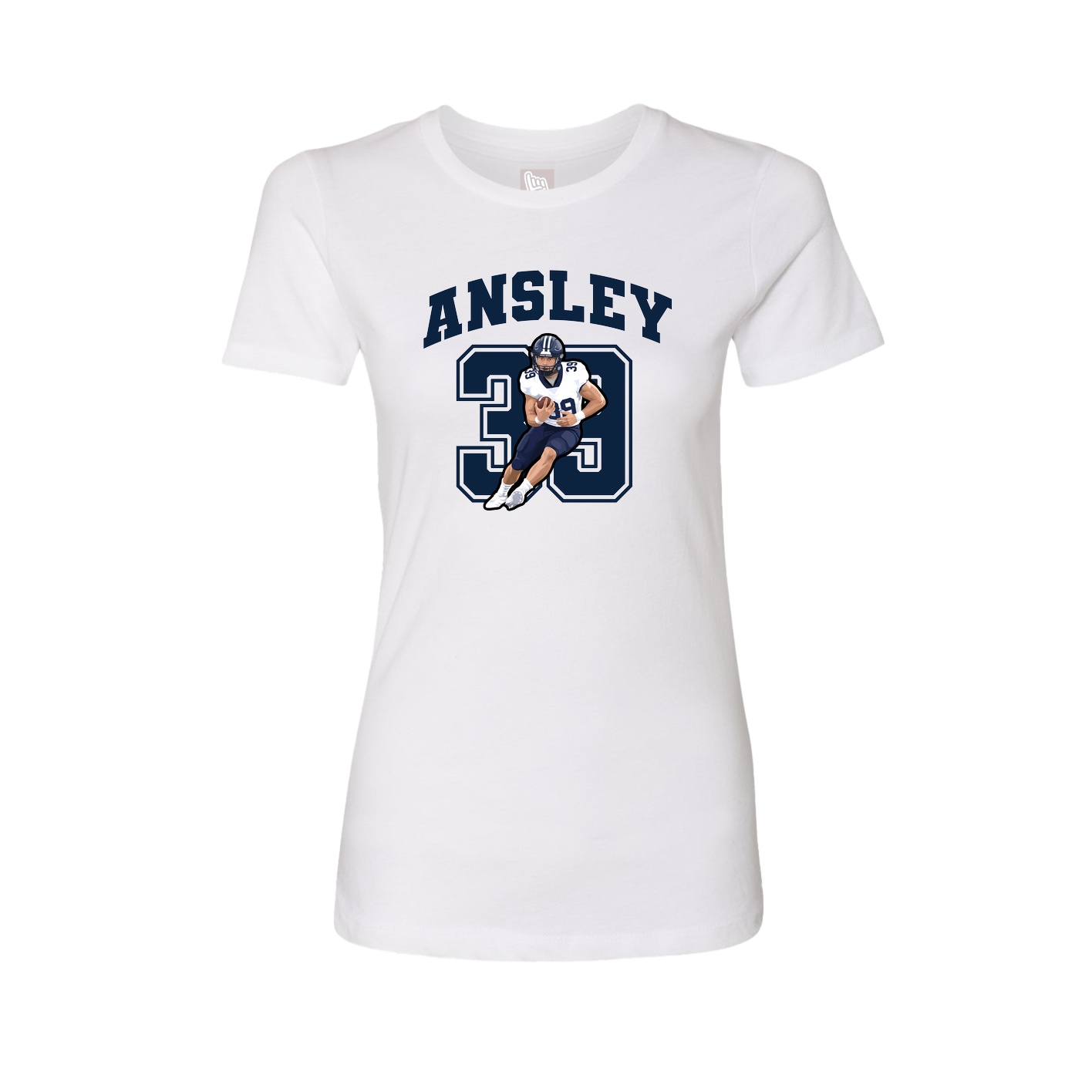 Fitted Women's Tee — Number in White