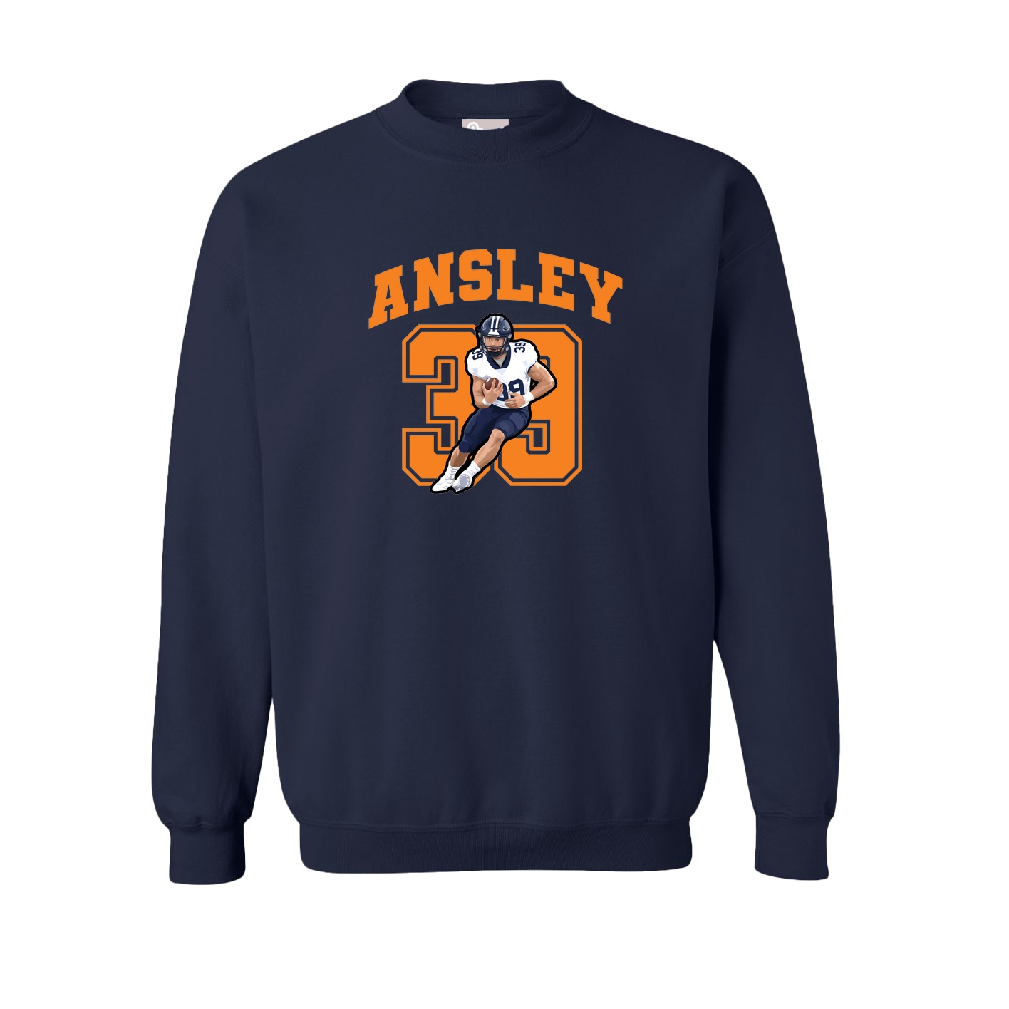 Fleece Crew — Number in Navy