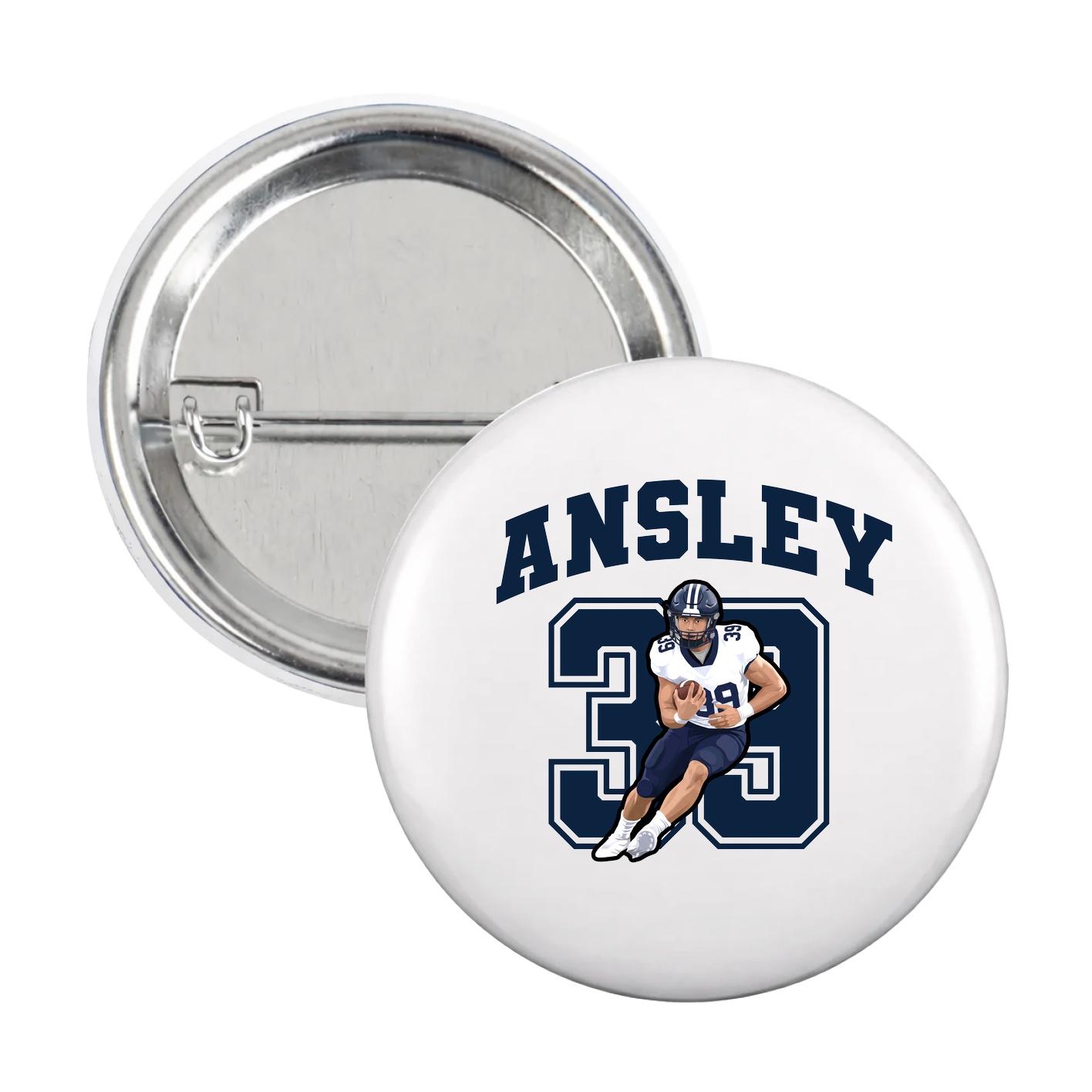 Game Day Button — Number in White