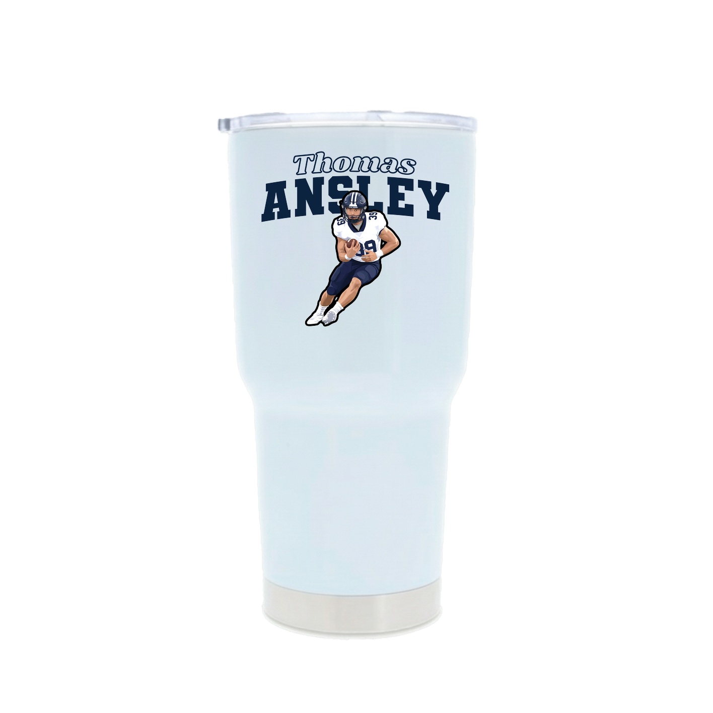 30oz Stainless Steel Tumbler — Name Arch in White