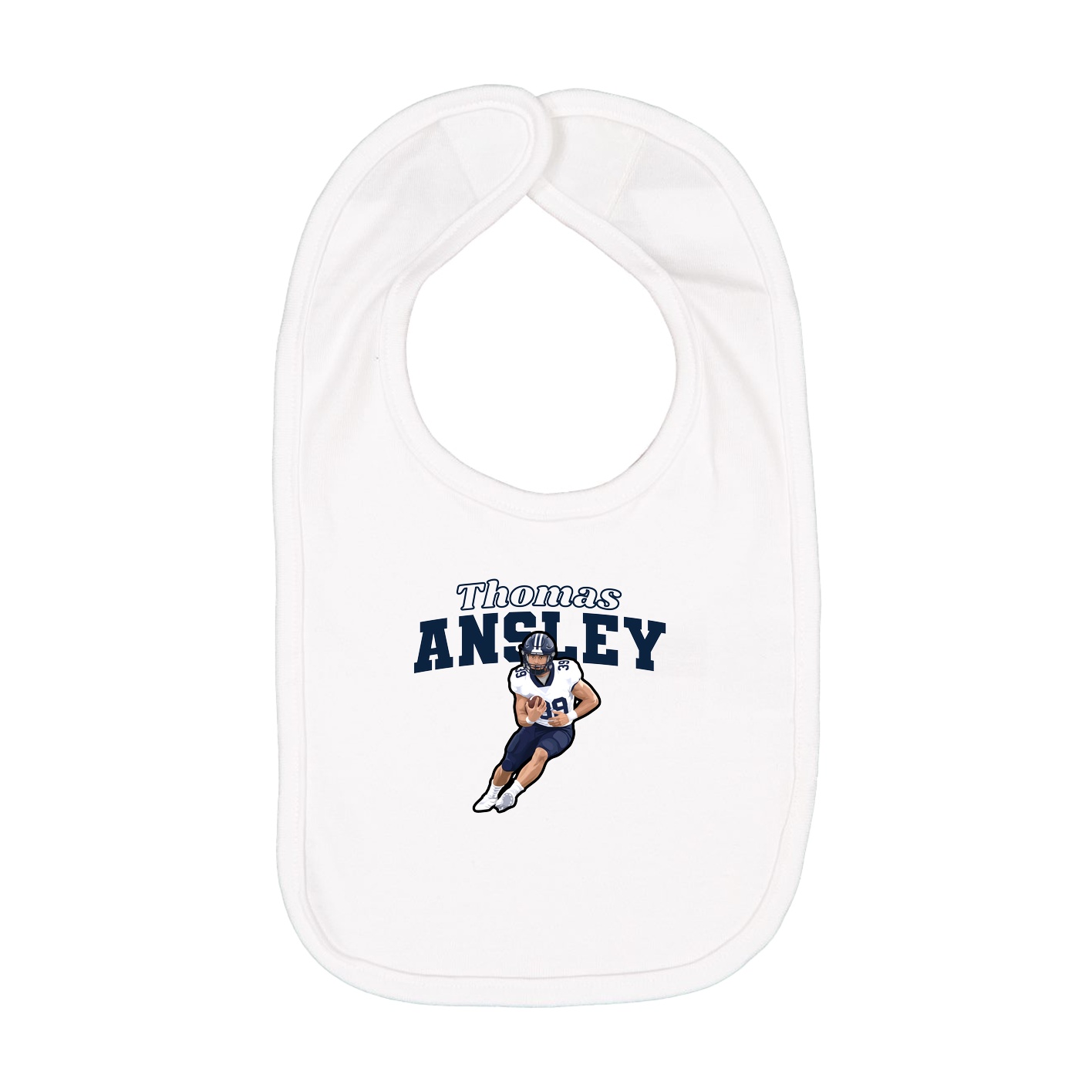 Infant Bib — Name Arch in White