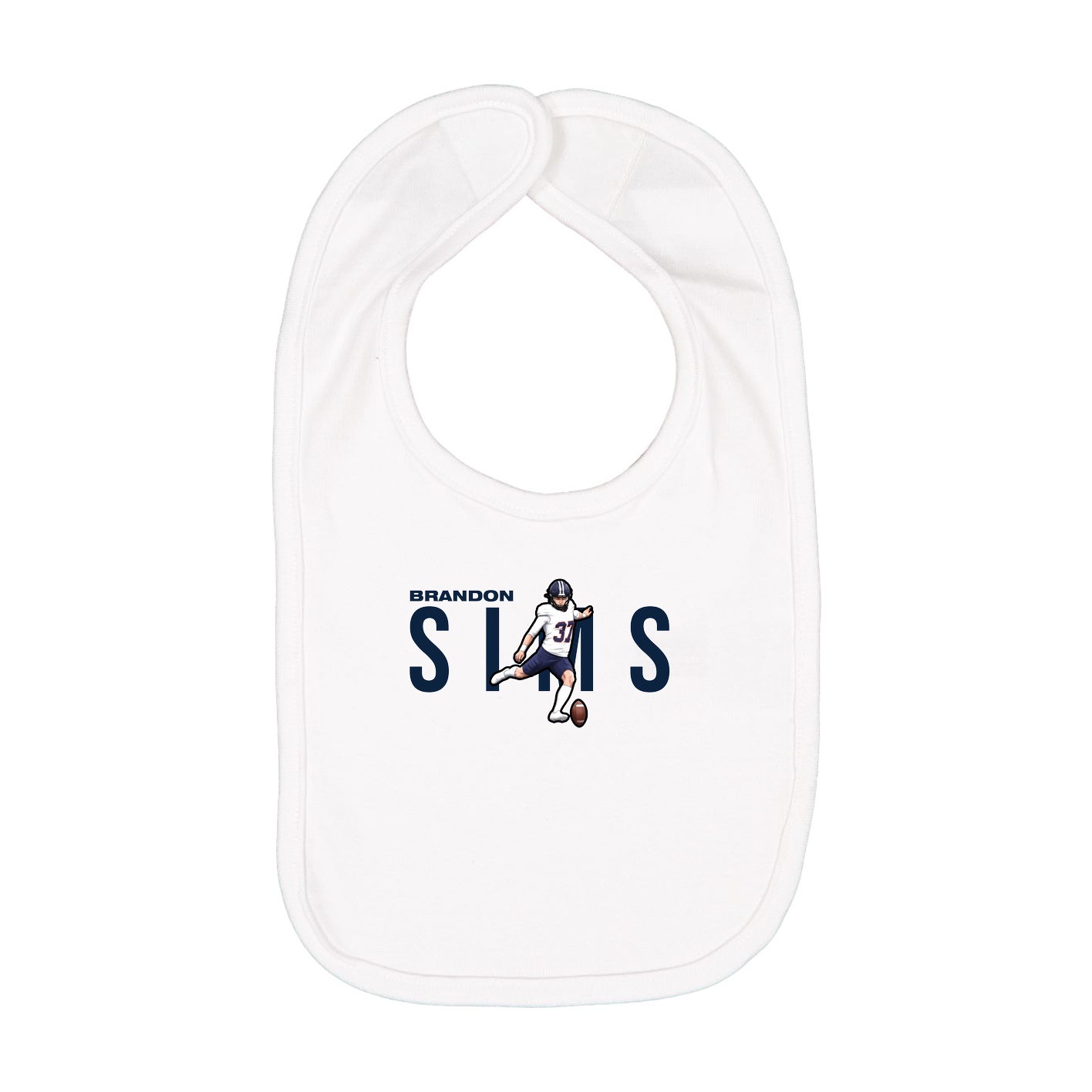 Infant Bib — Player Name in White