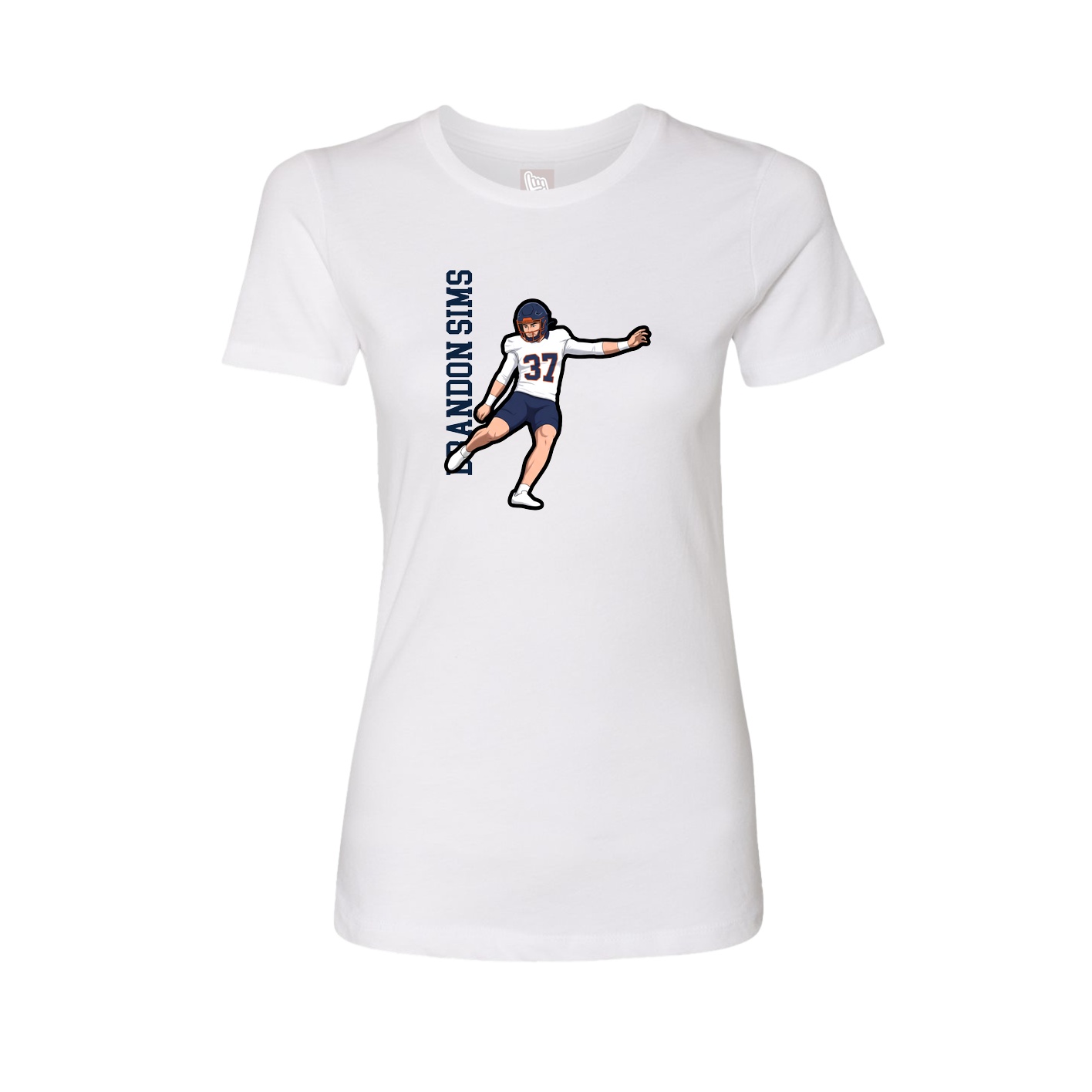 Fitted Women's Tee — Name Vertical in White