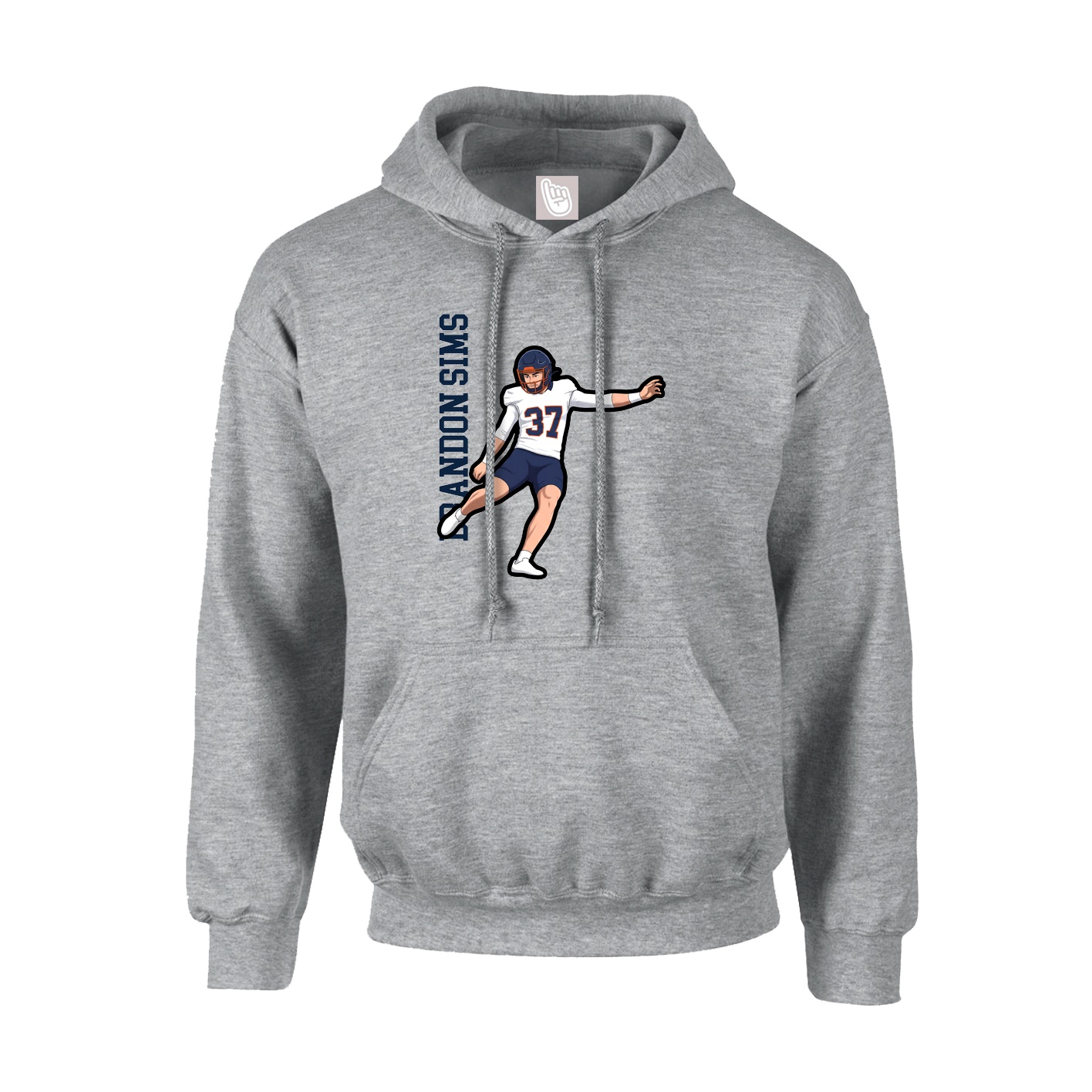 Youth Hoodie — Name Vertical in Grey
