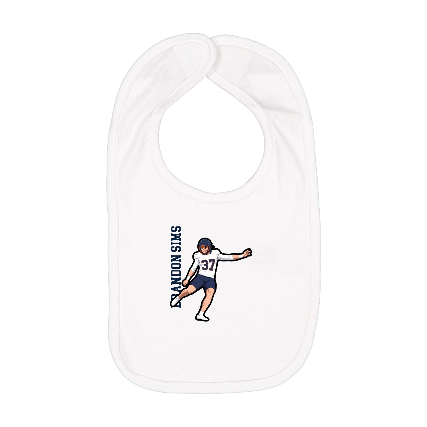Infant Bib — Name Vertical in White