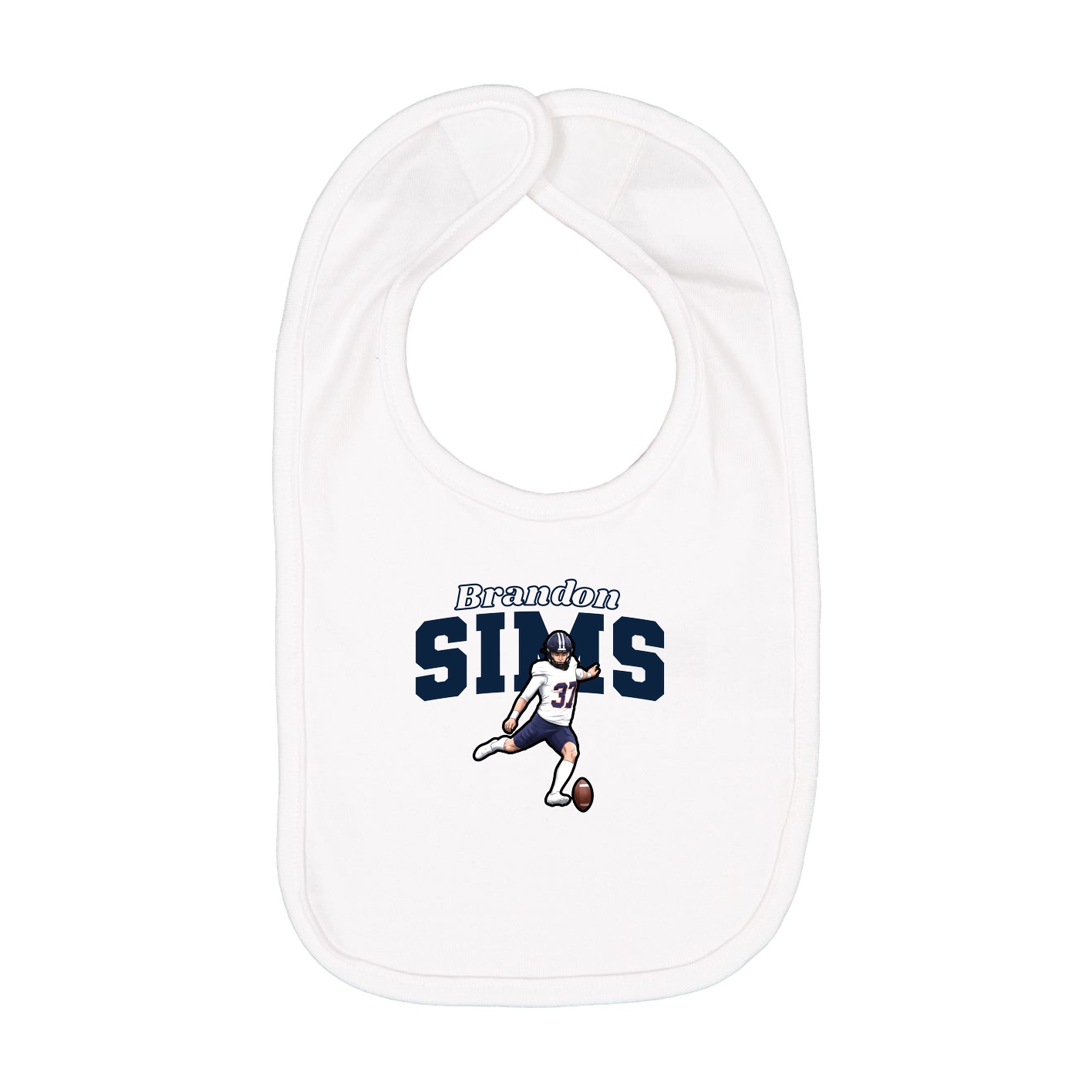 Infant Bib — Name Arch in White