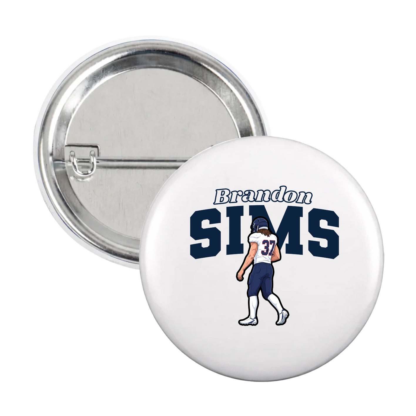 Game Day Button — Name Arch in White