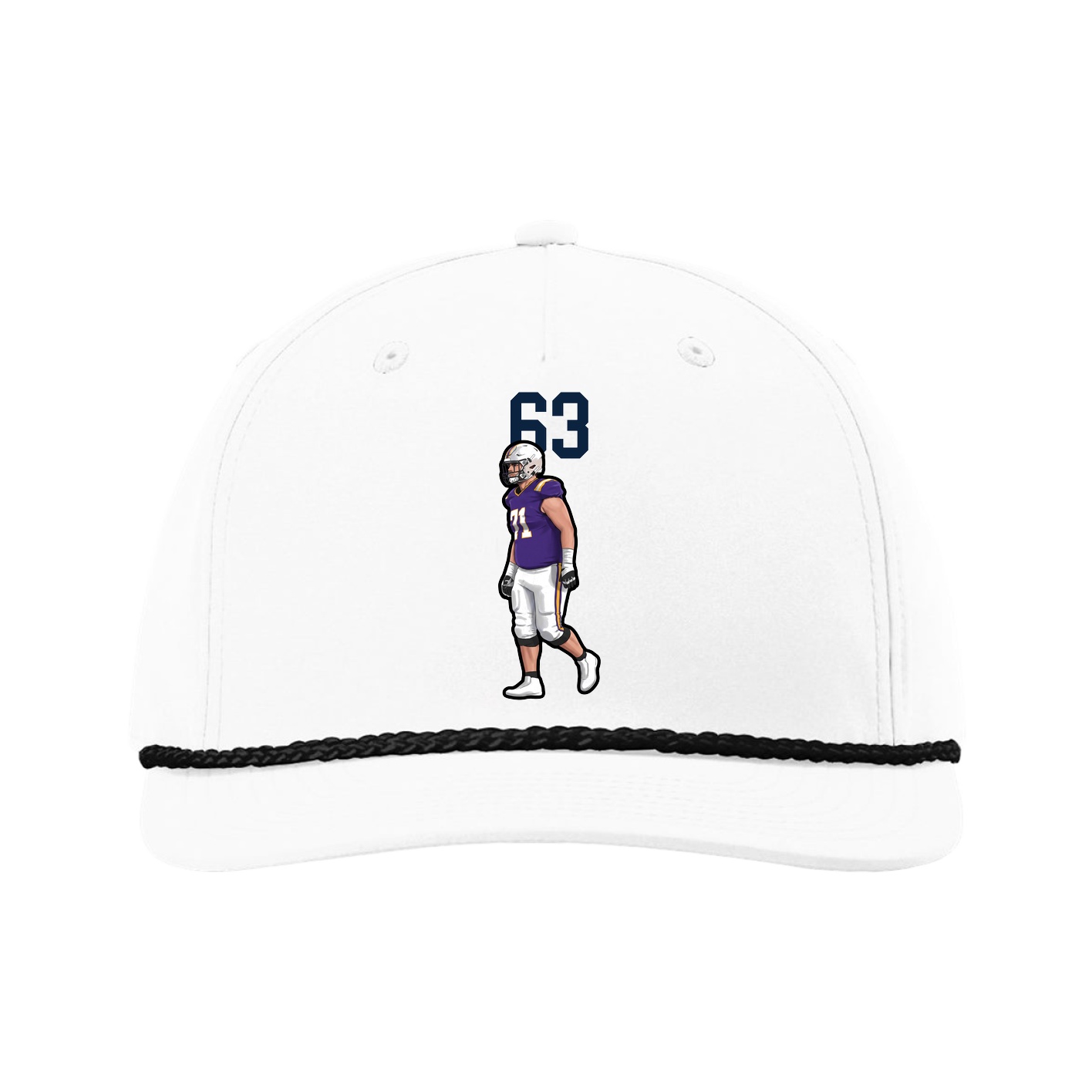Five-Panel Classic Rope Cap — Number Top in White
