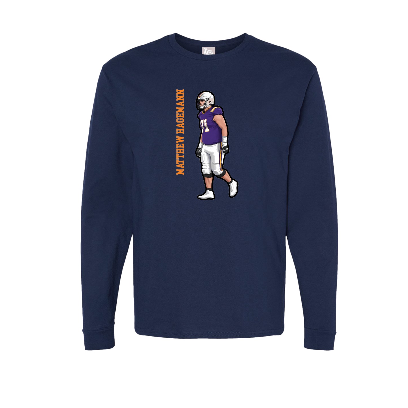 Long Sleeve Tee — Name Vertical in Navy
