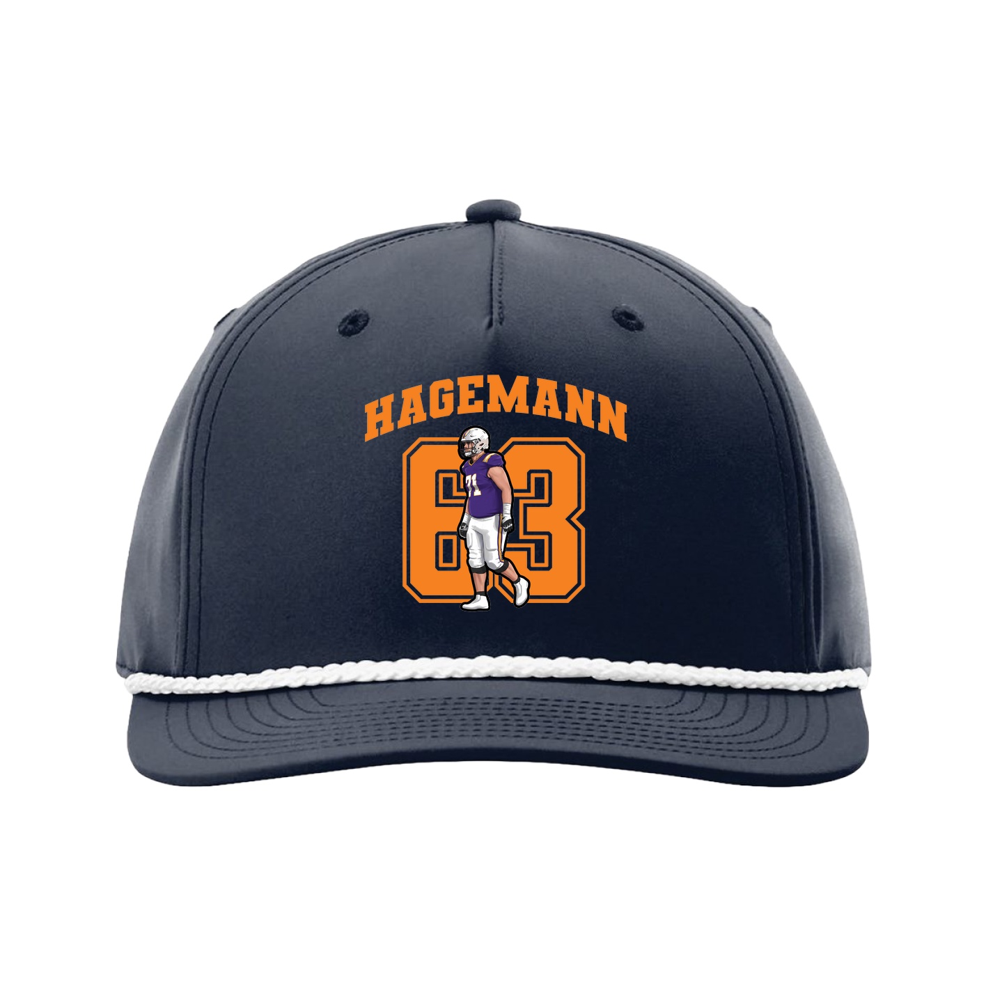 Five-Panel Classic Rope Cap — Number in Navy
