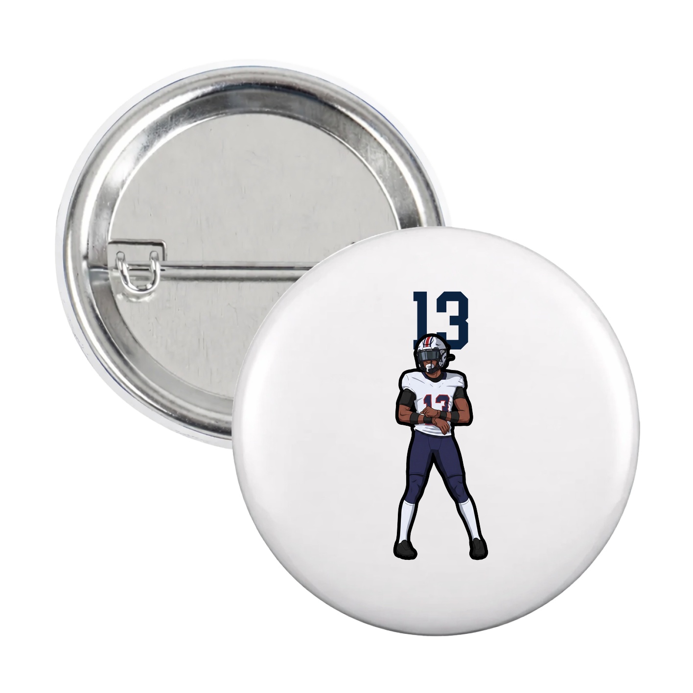Game Day Button — Number Top in White