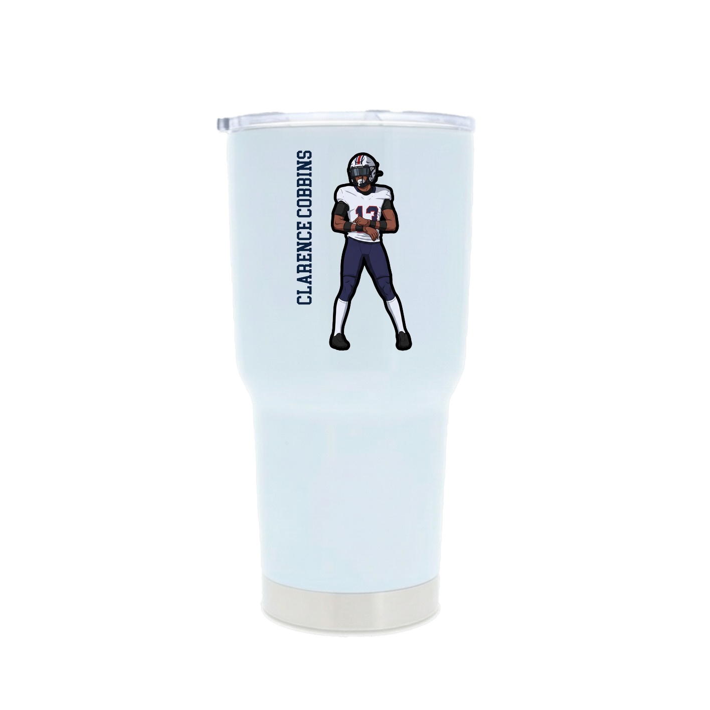 30oz Stainless Steel Tumbler — Name Vertical in White