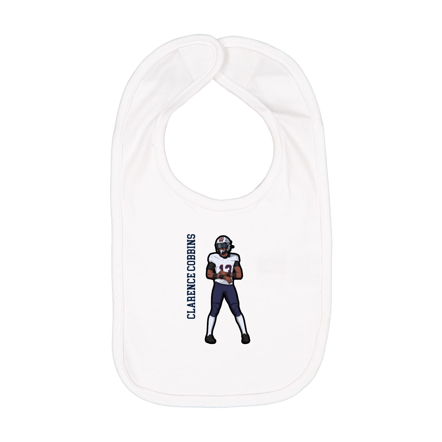 Infant Bib — Name Vertical in White
