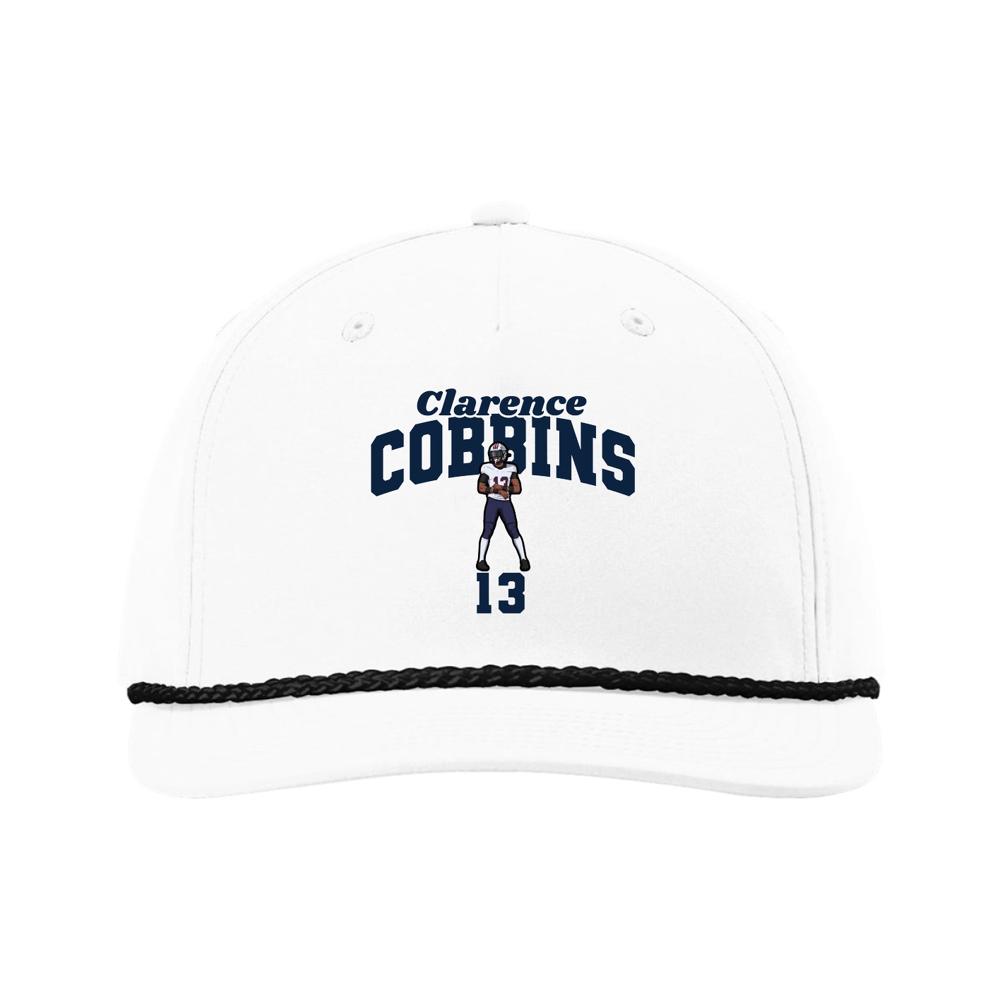 Five-Panel Classic Rope Cap — Signature Arch in White