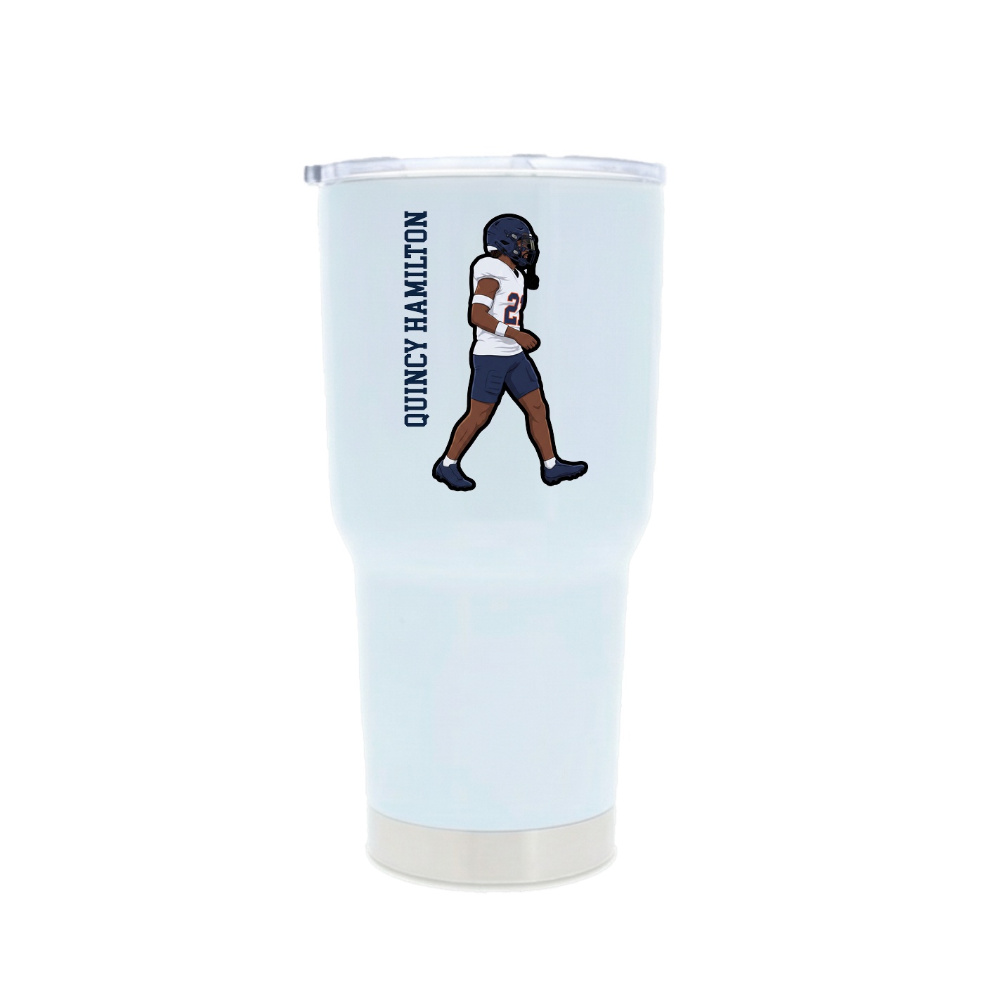 30oz Stainless Steel Tumbler — Name Vertical in White