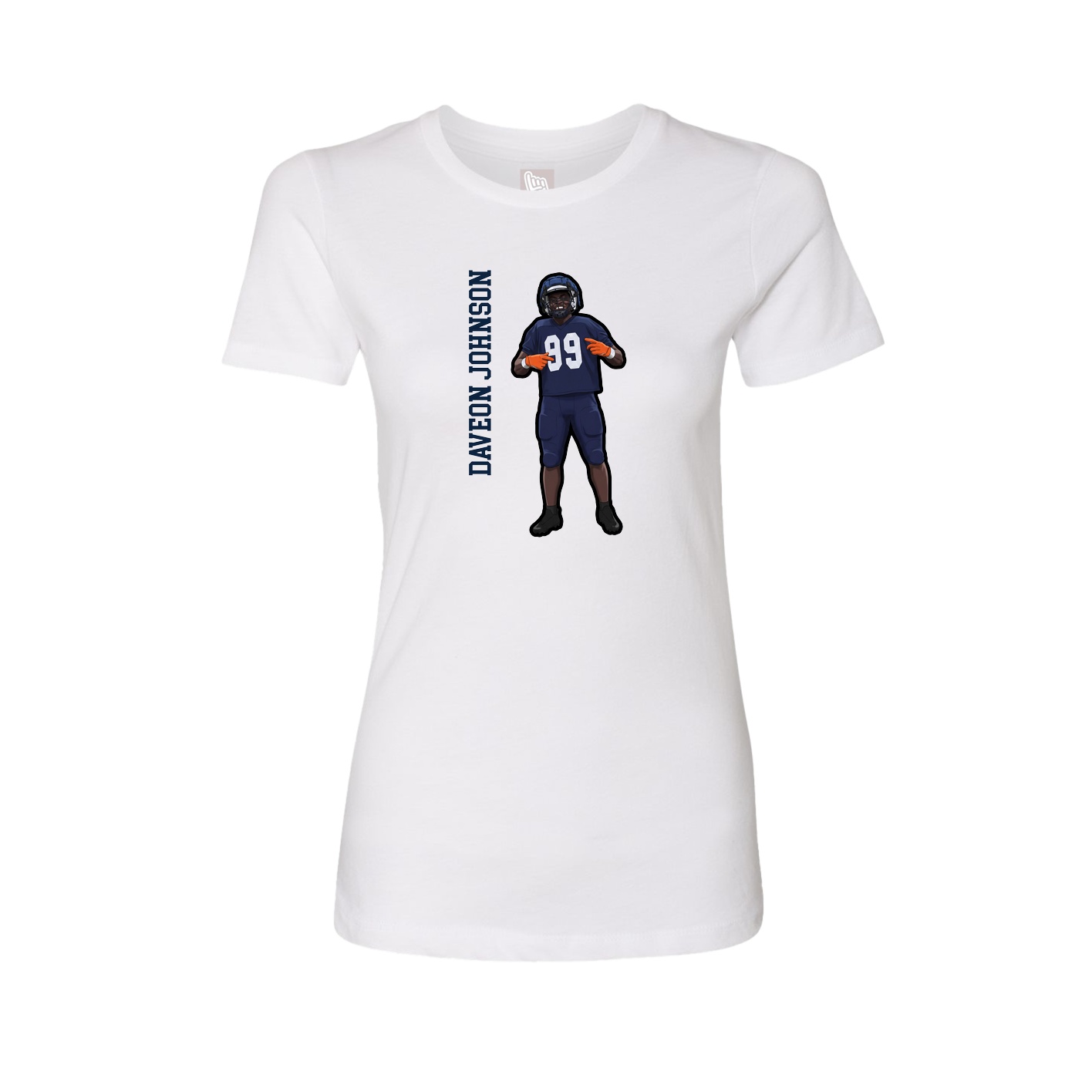 Fitted Women's Tee — Name Vertical in White
