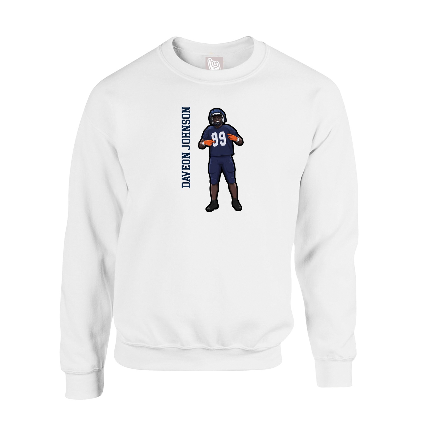 Fleece Crew — Name Vertical in White