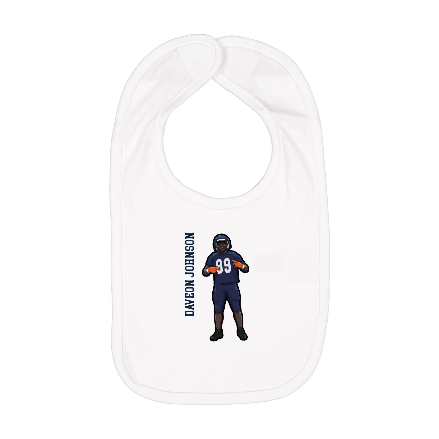 Infant Bib — Name Vertical in White