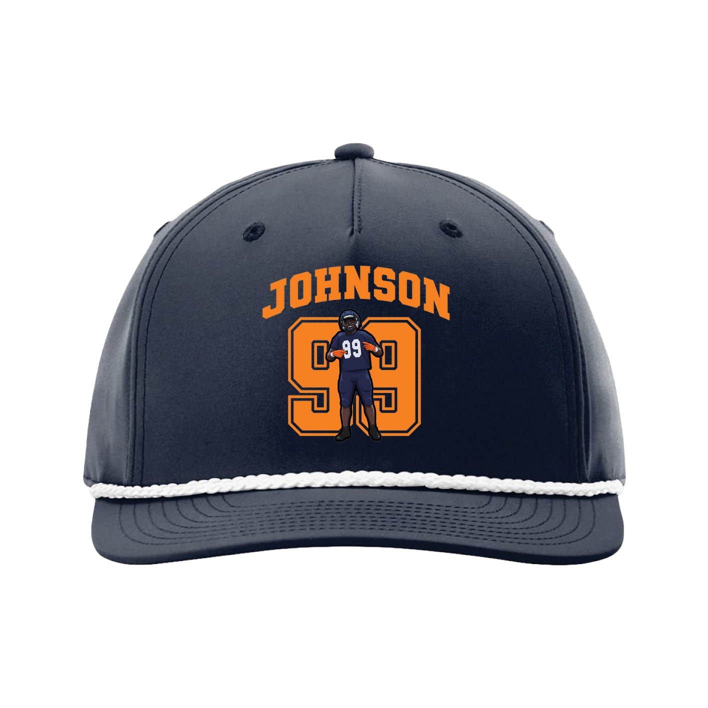 Five-Panel Classic Rope Cap — Number in Navy