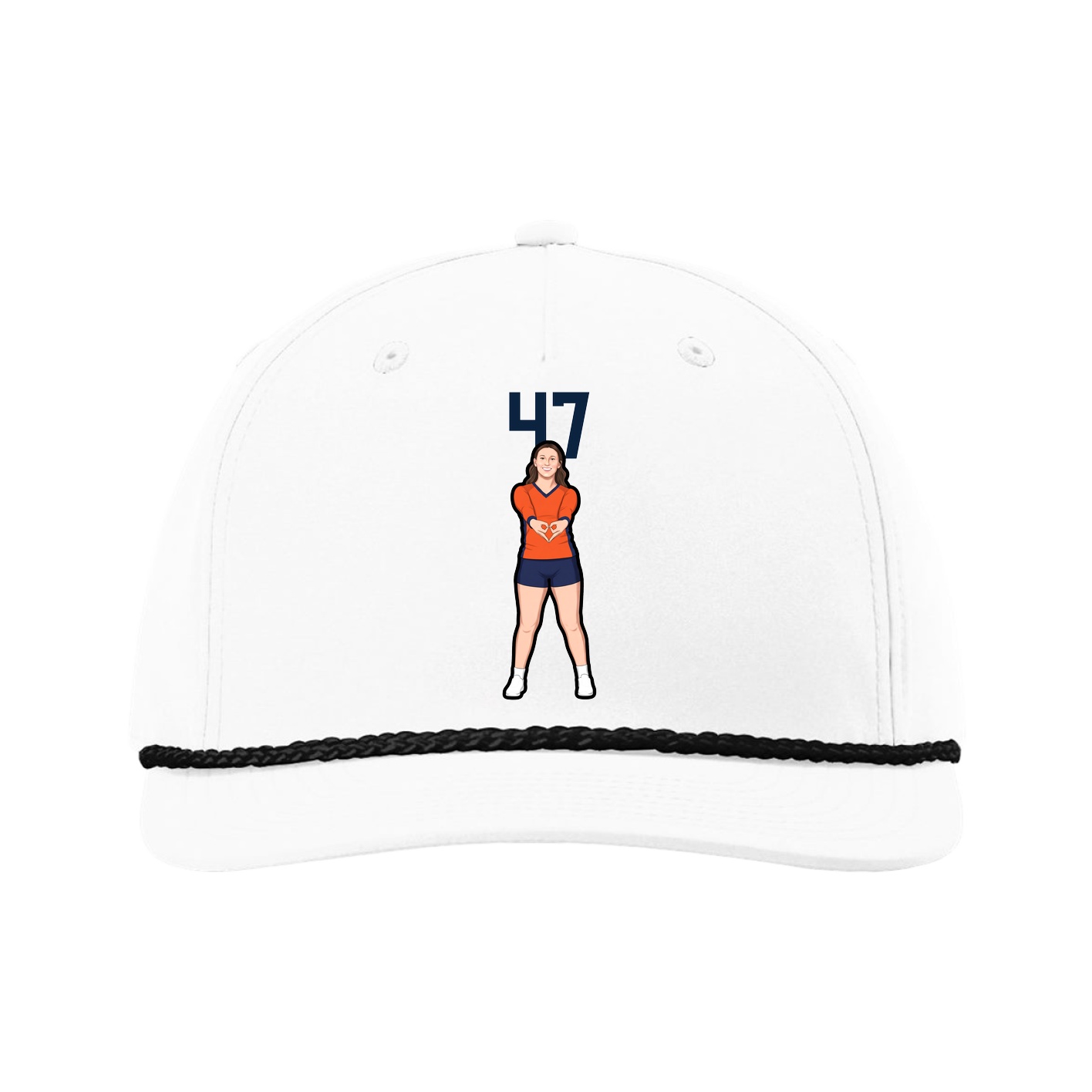 Five-Panel Classic Rope Cap — Number Top in White
