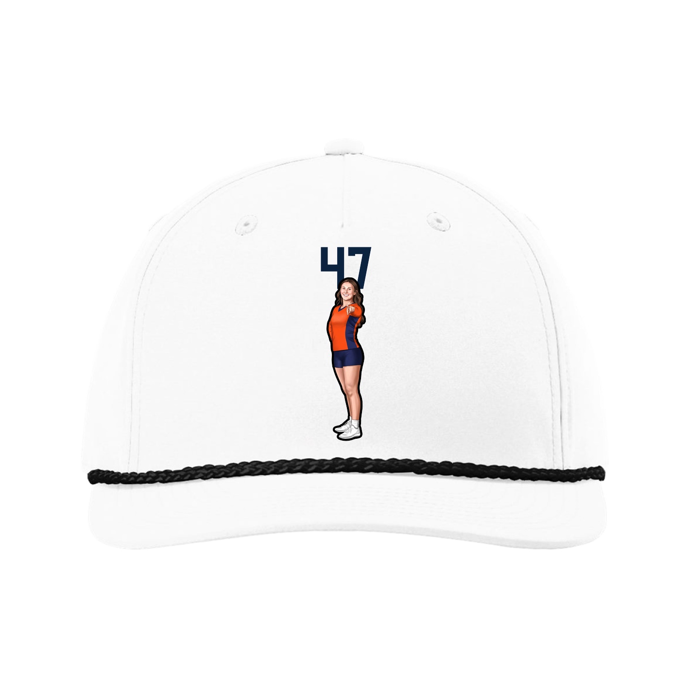 Five-Panel Classic Rope Cap — Number Top in White