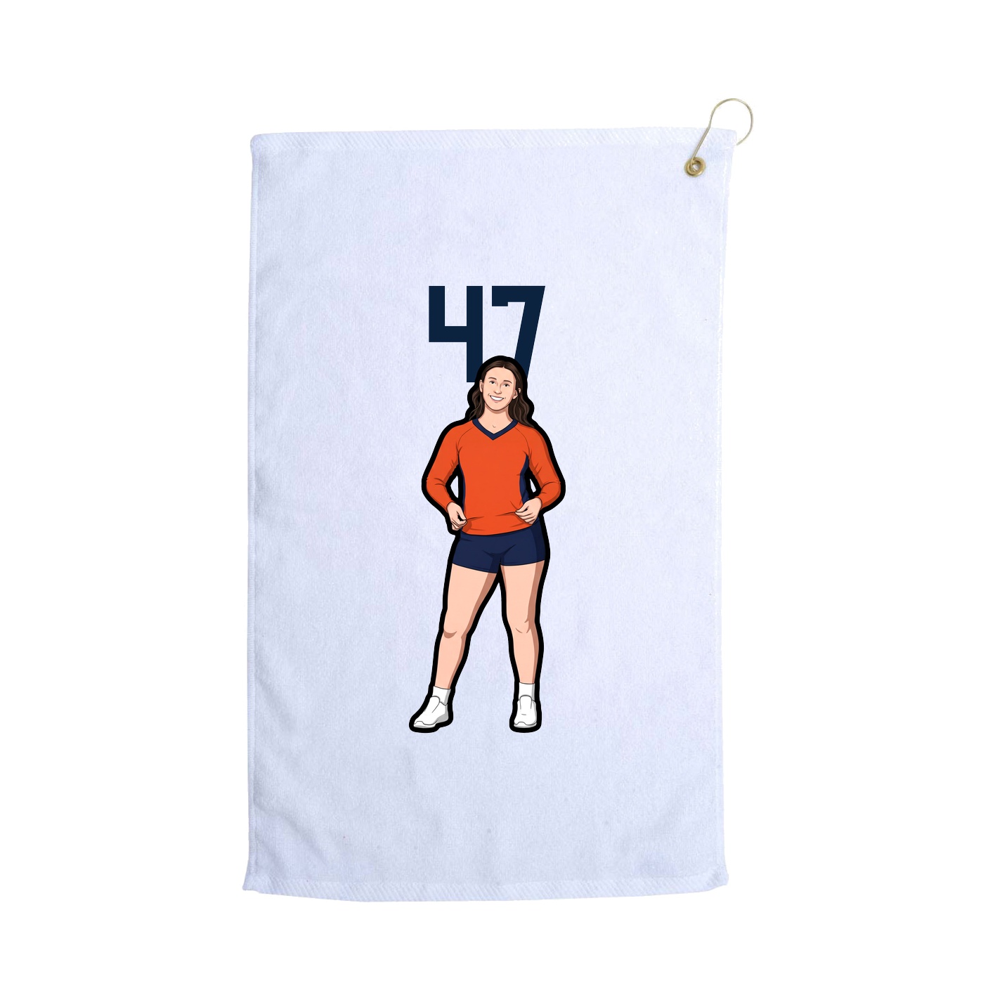 Golf Towel — Number Top in White