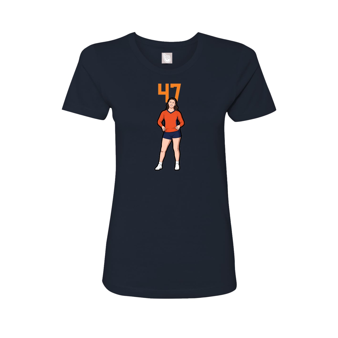Fitted Women's Tee — Number Top in Navy