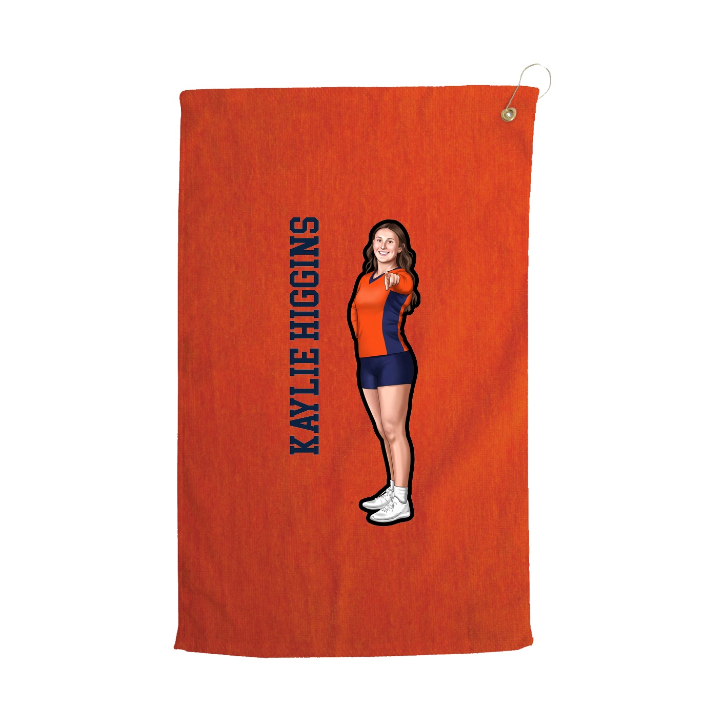 Golf Towel — Name Vertical in Orange