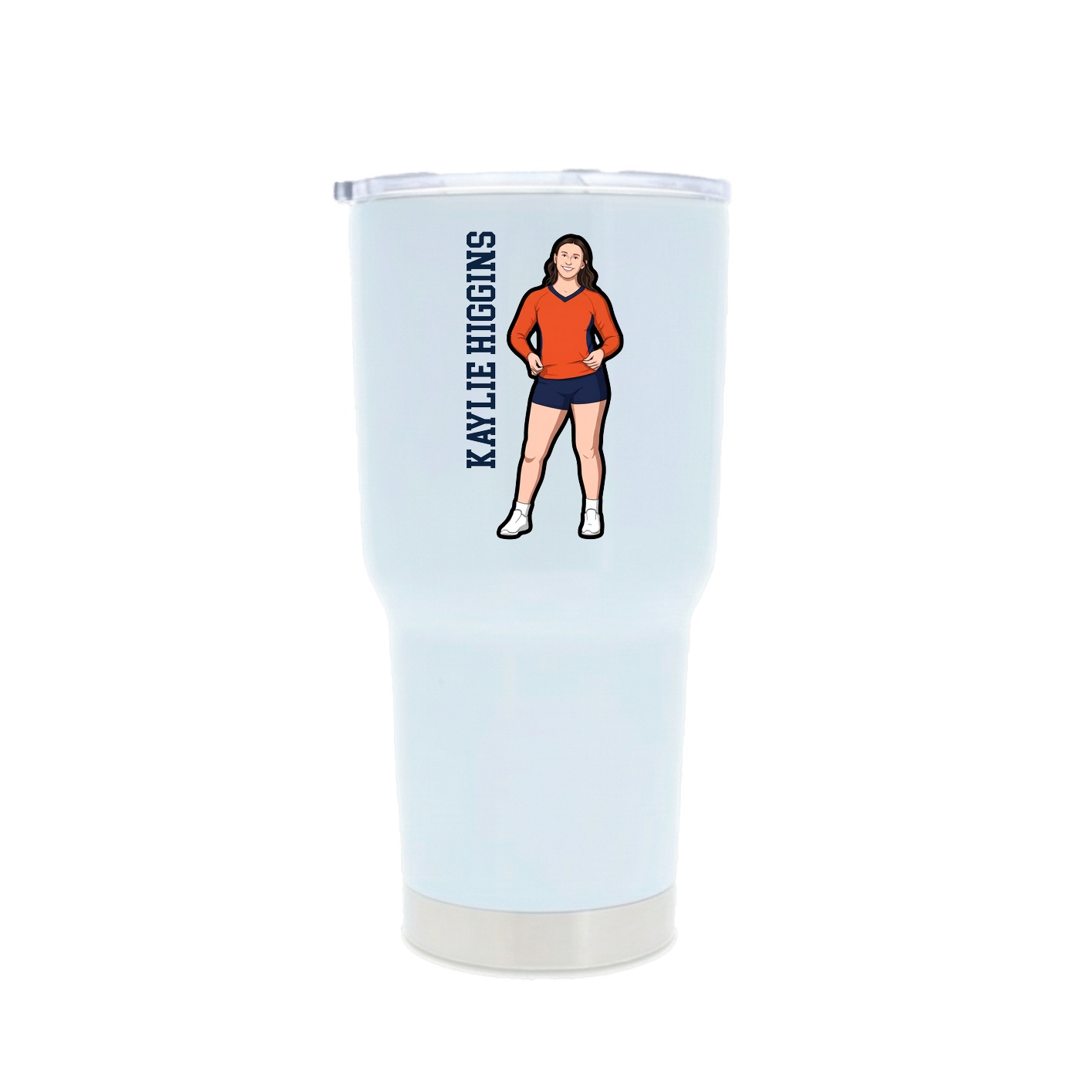 30oz Stainless Steel Tumbler — Name Vertical in White