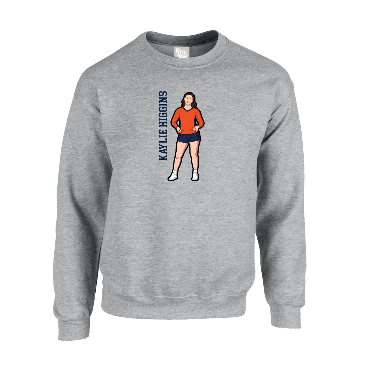 Fleece Crew — Name Vertical in Grey