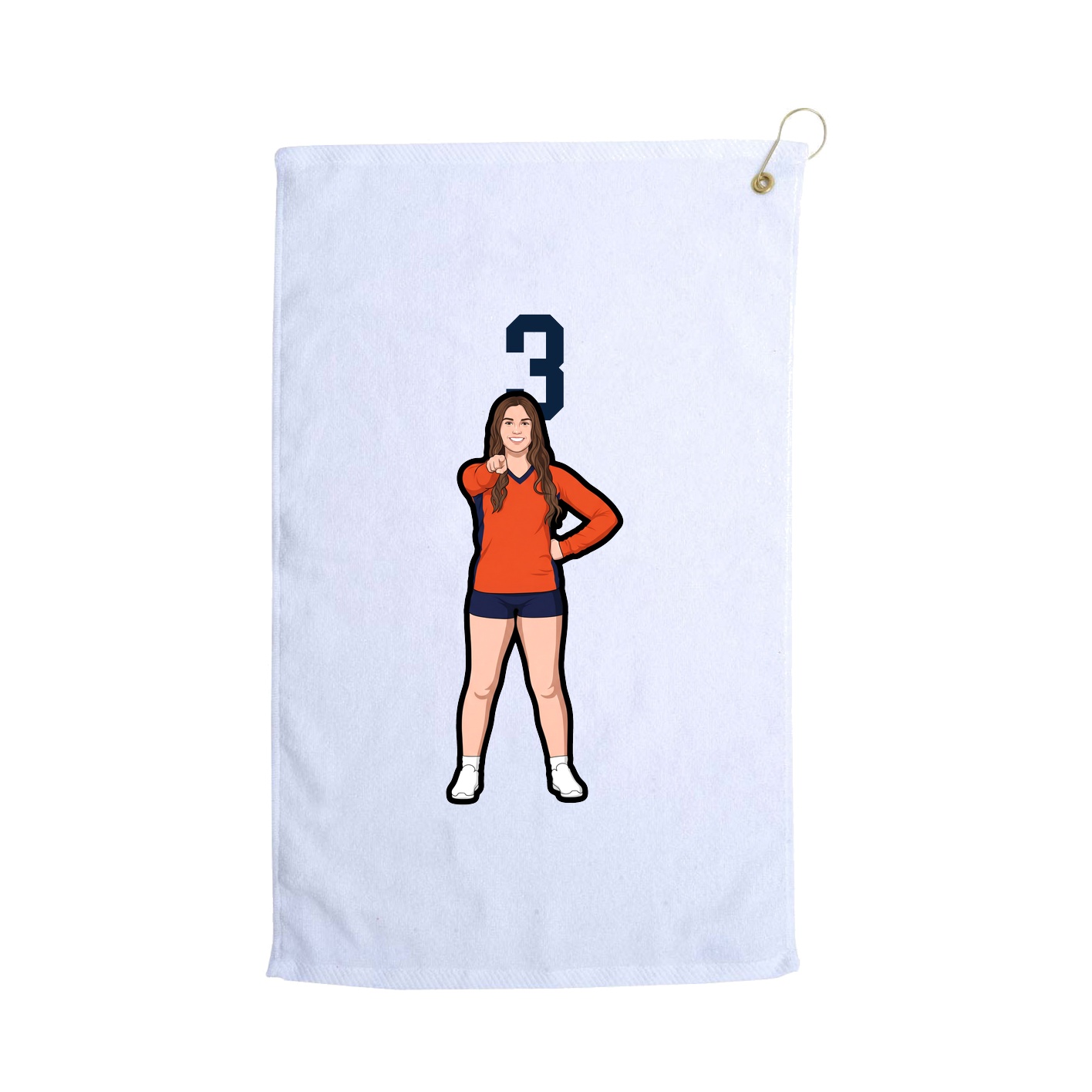 Golf Towel — Number Top in White