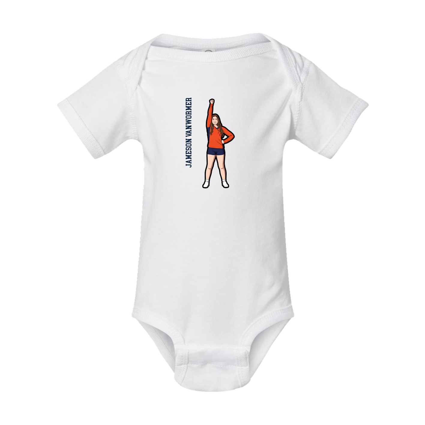 Baby Onesie — Name Vertical in White