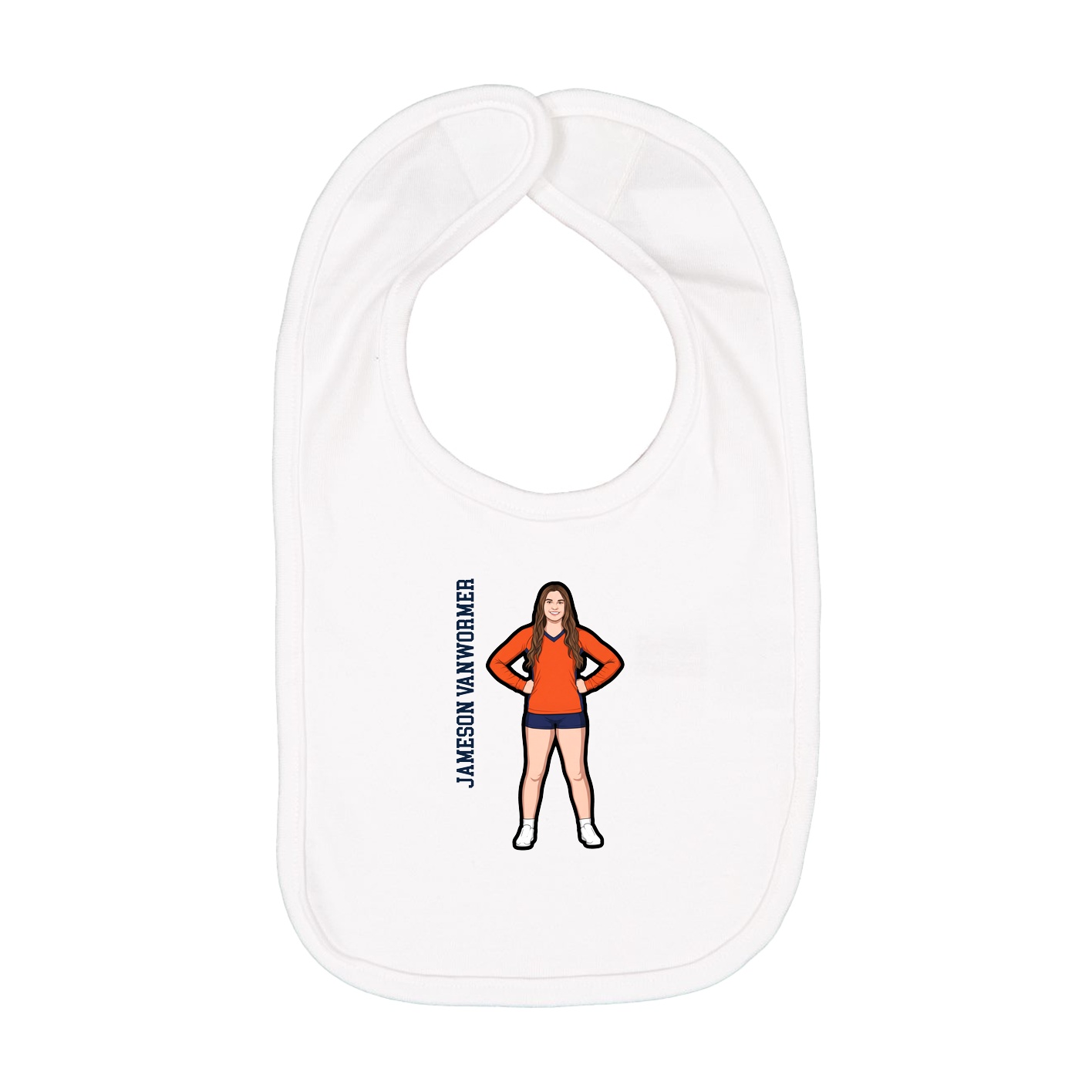 Infant Bib — Name Vertical in White