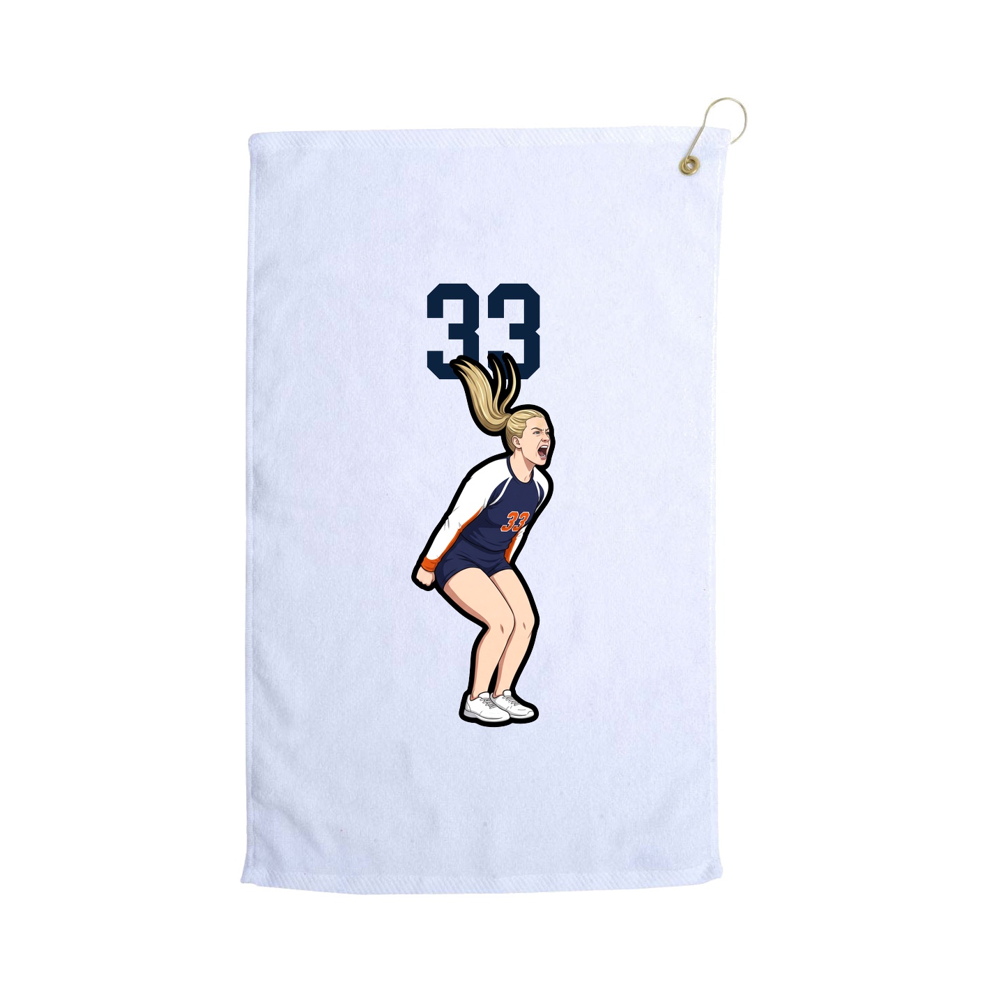 Golf Towel — Number Top in White