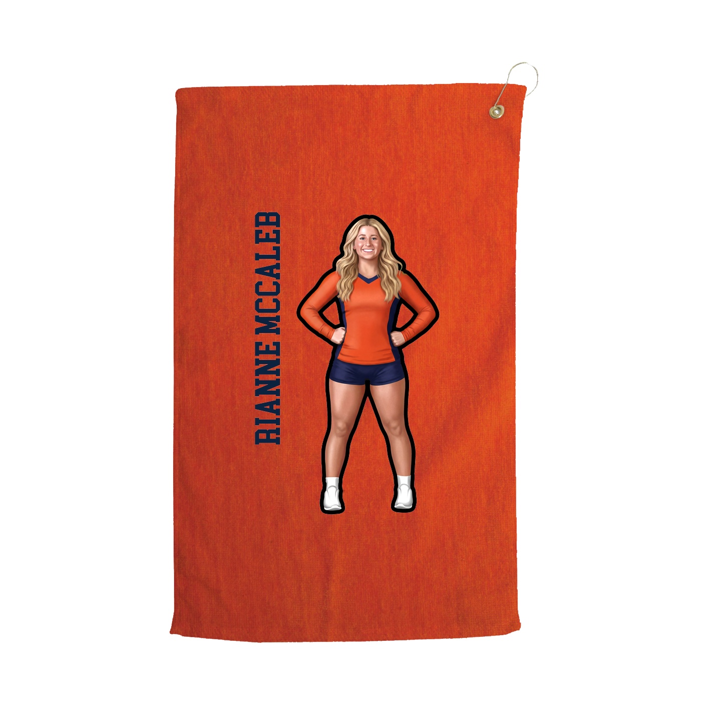 Golf Towel — Name Vertical in Orange