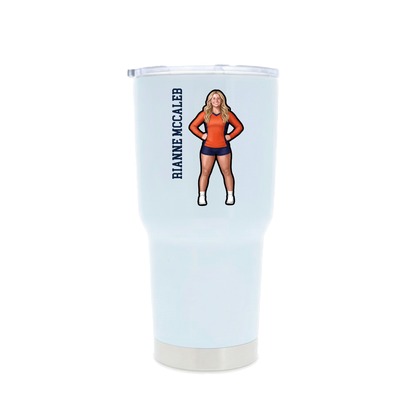 30oz Stainless Steel Tumbler — Name Vertical in White