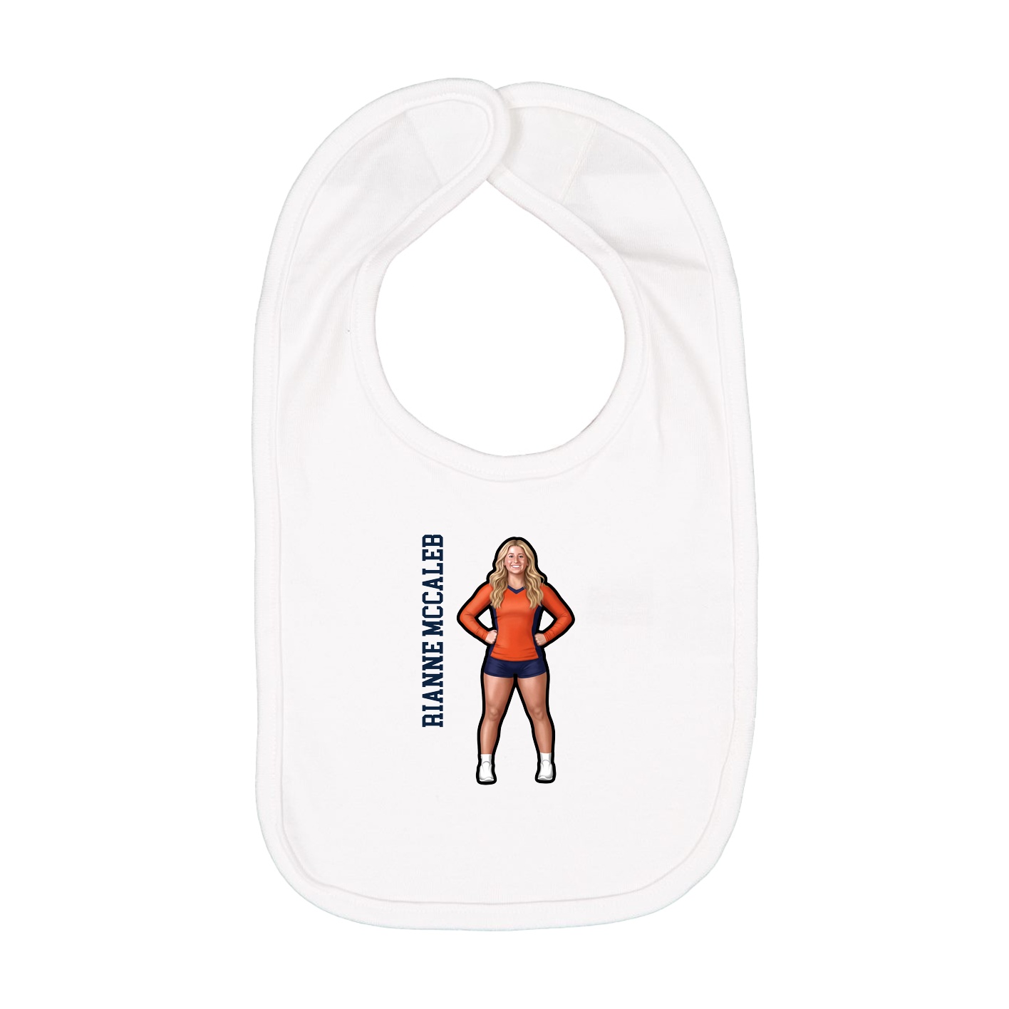 Infant Bib — Name Vertical in White