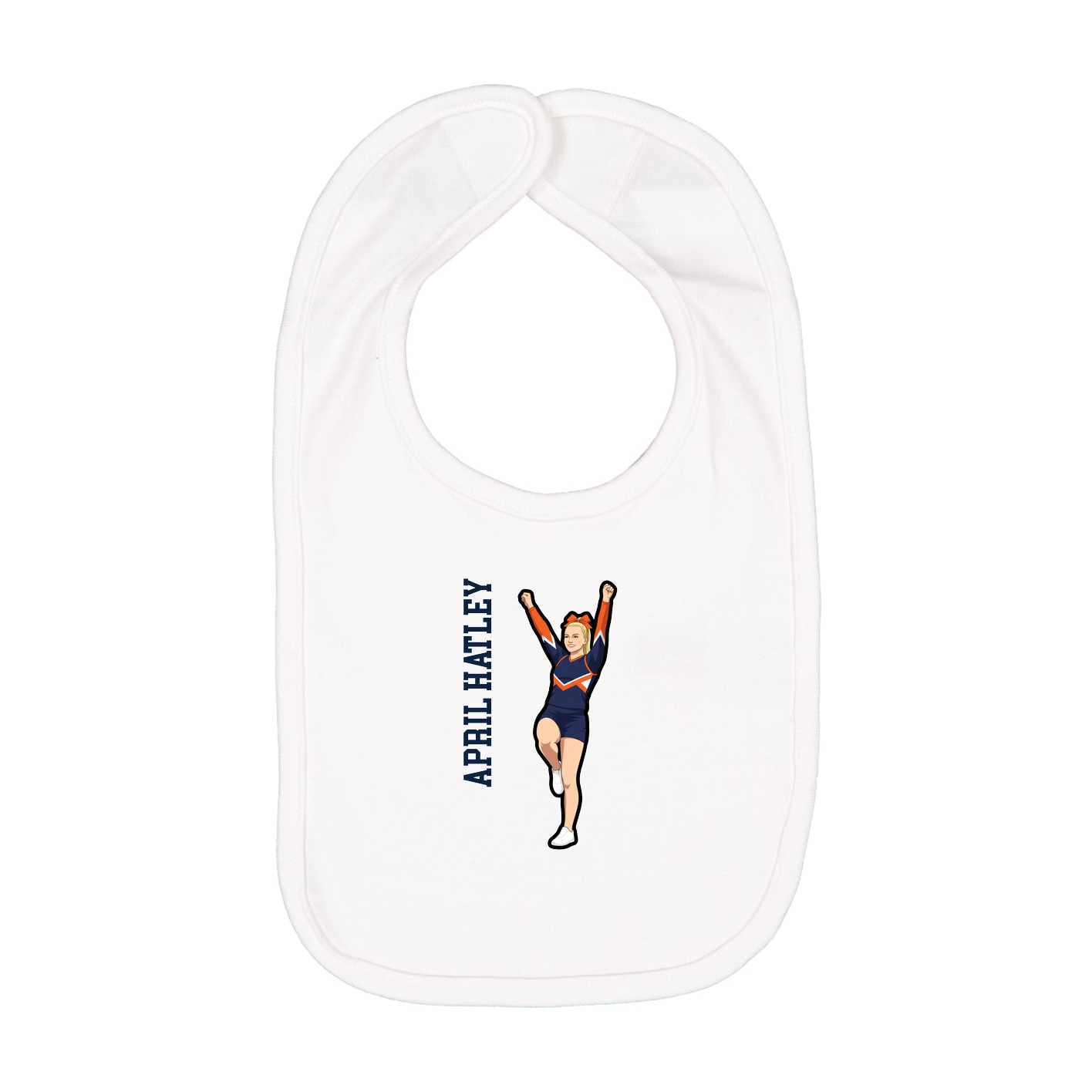 Infant Bib — Name Vertical in White