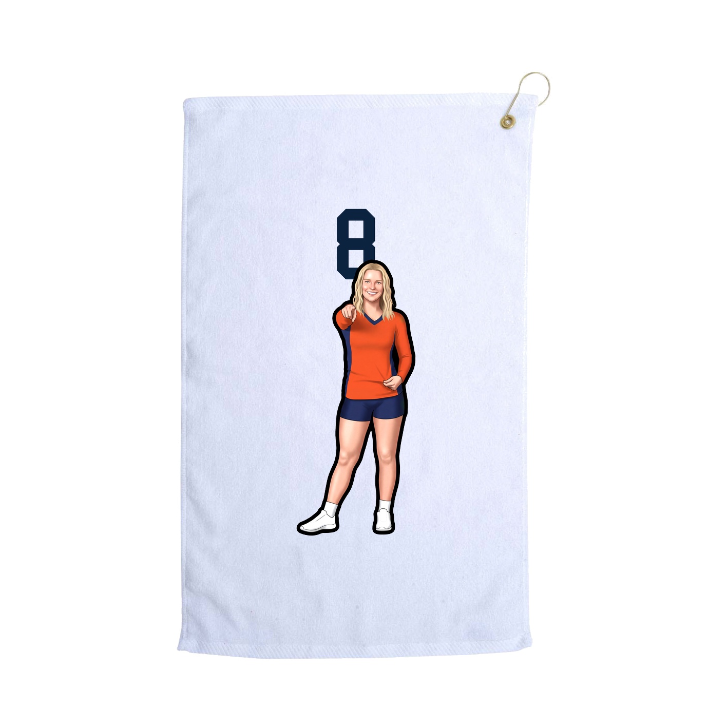 Golf Towel — Number Top in White