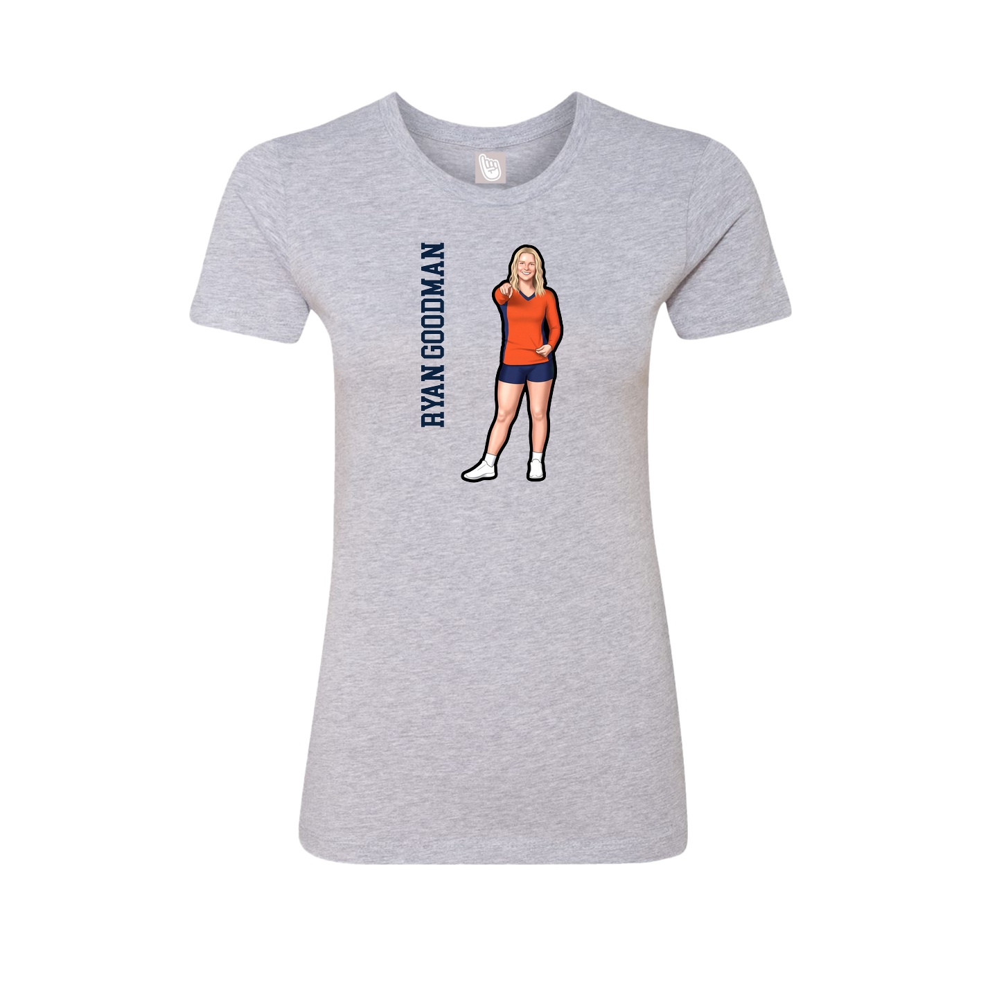 Fitted Women's Tee — Name Vertical in Grey