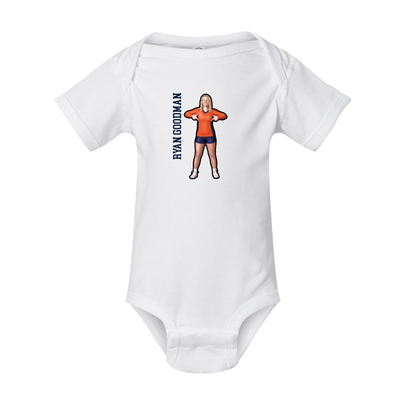 Baby Onesie — Name Vertical in White