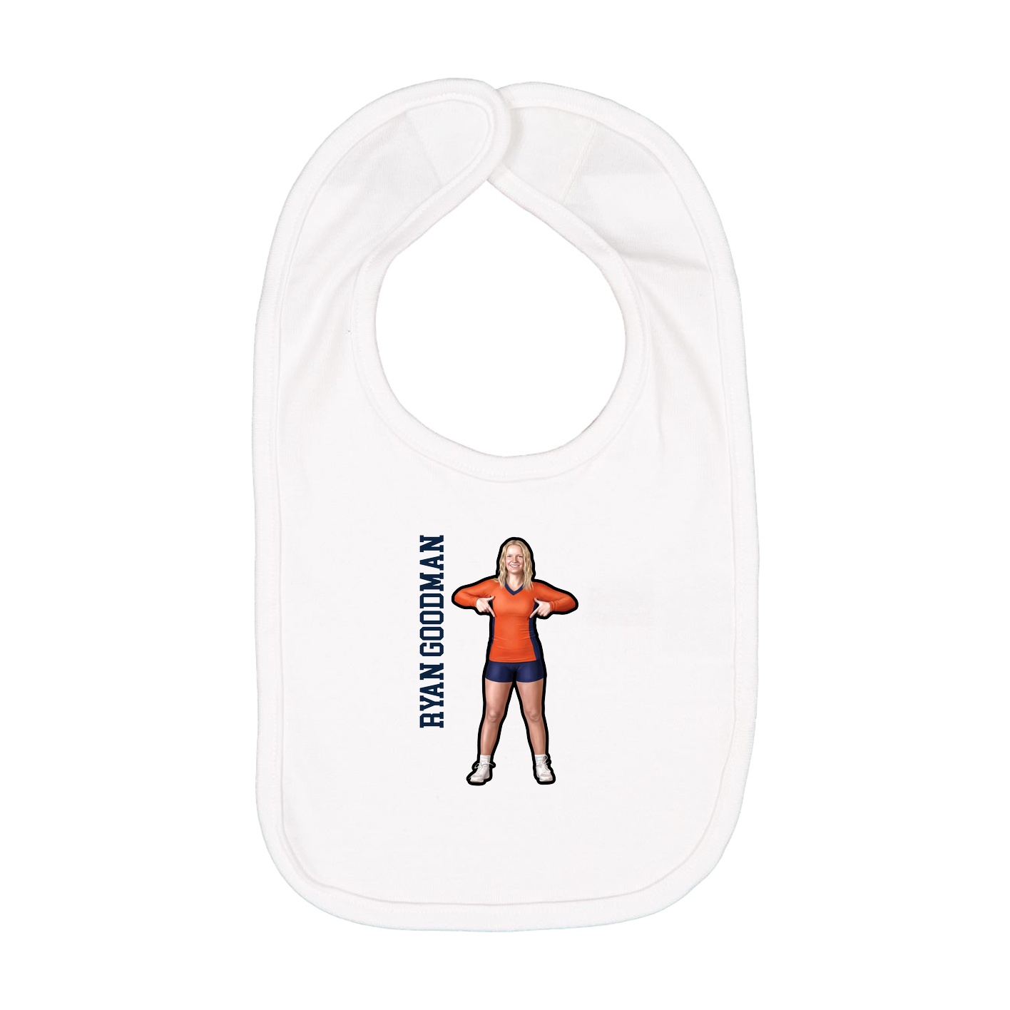Infant Bib — Name Vertical in White