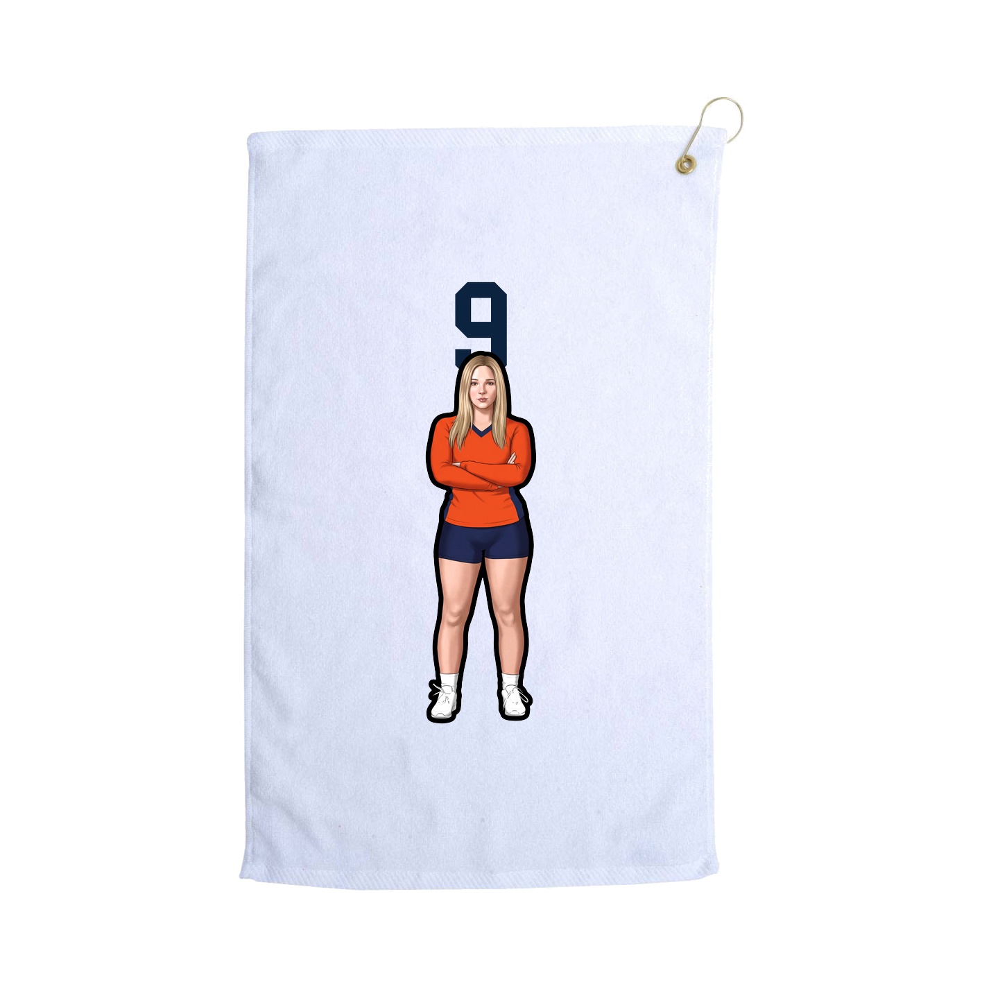 Golf Towel — Number Top in White