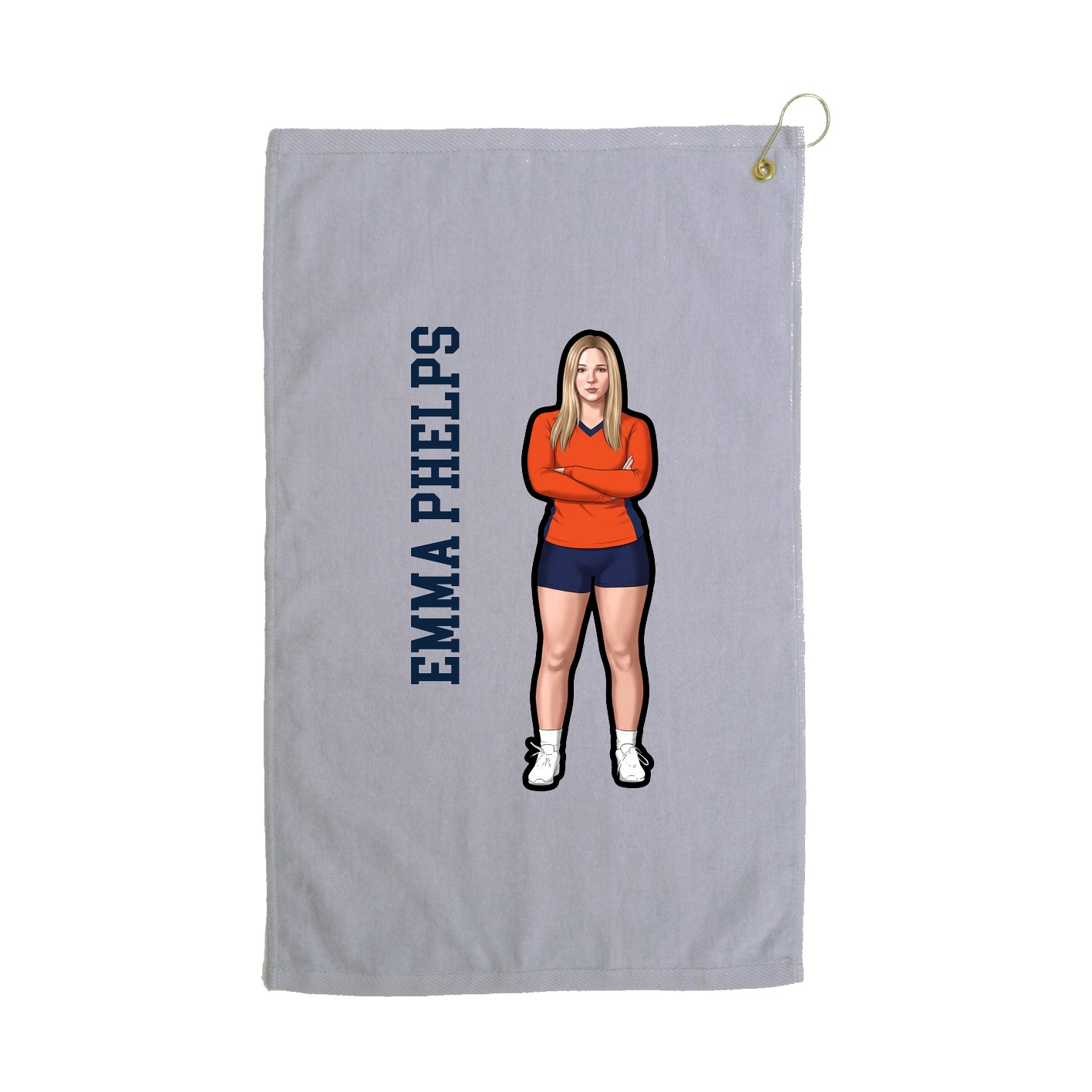Golf Towel — Name Vertical in Grey