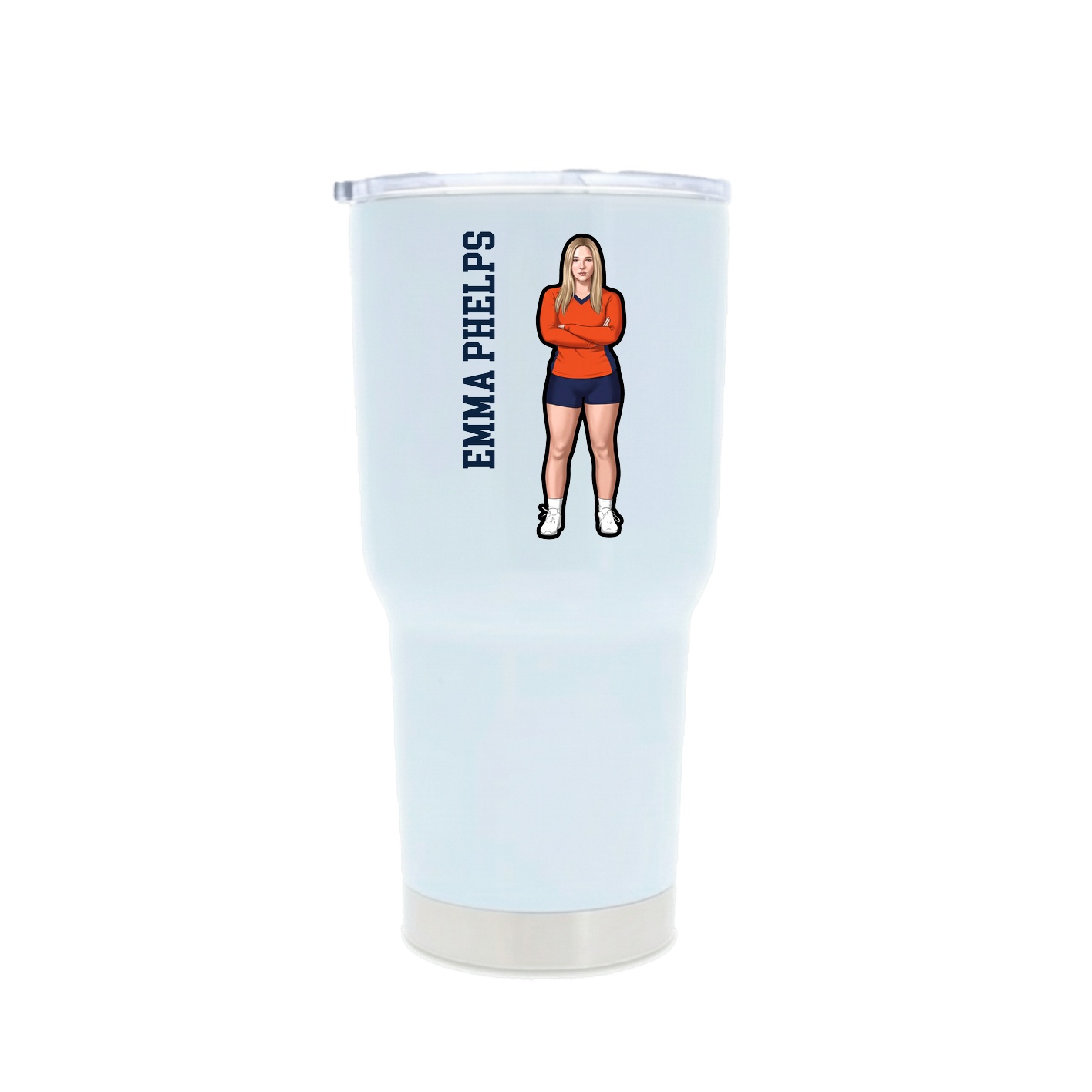 30oz Stainless Steel Tumbler — Name Vertical in White