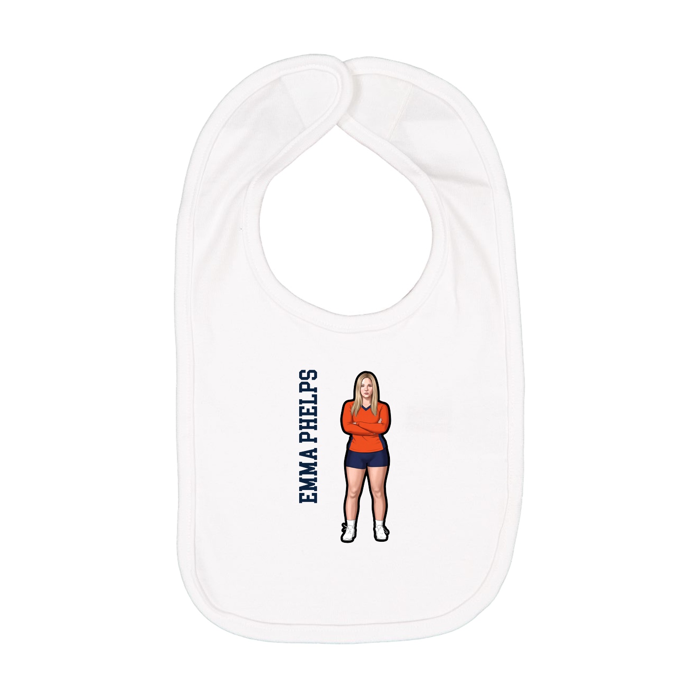 Infant Bib — Name Vertical in White