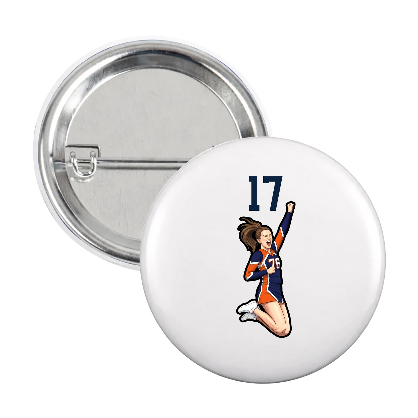 Game Day Button — Number Top in White