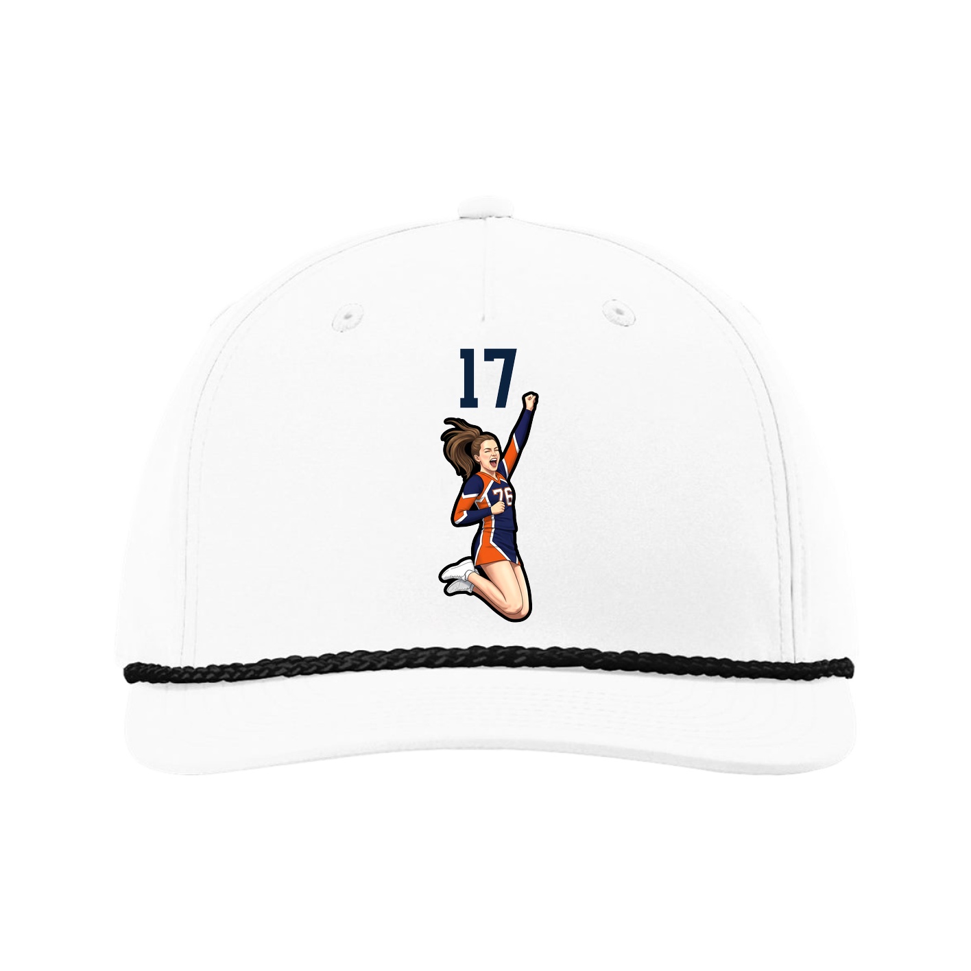 Five-Panel Classic Rope Cap — Number Top in White